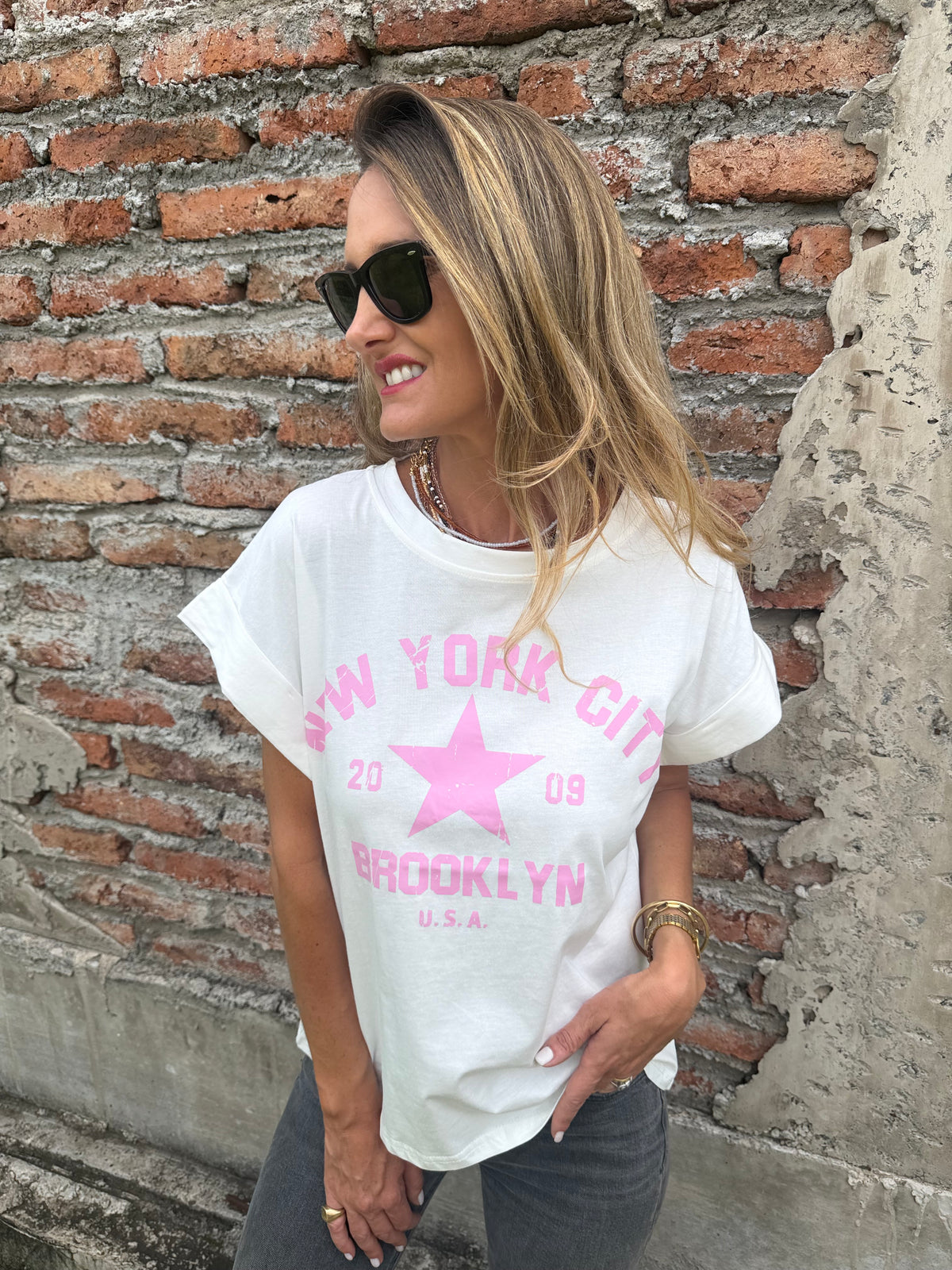 Polera new york blanca