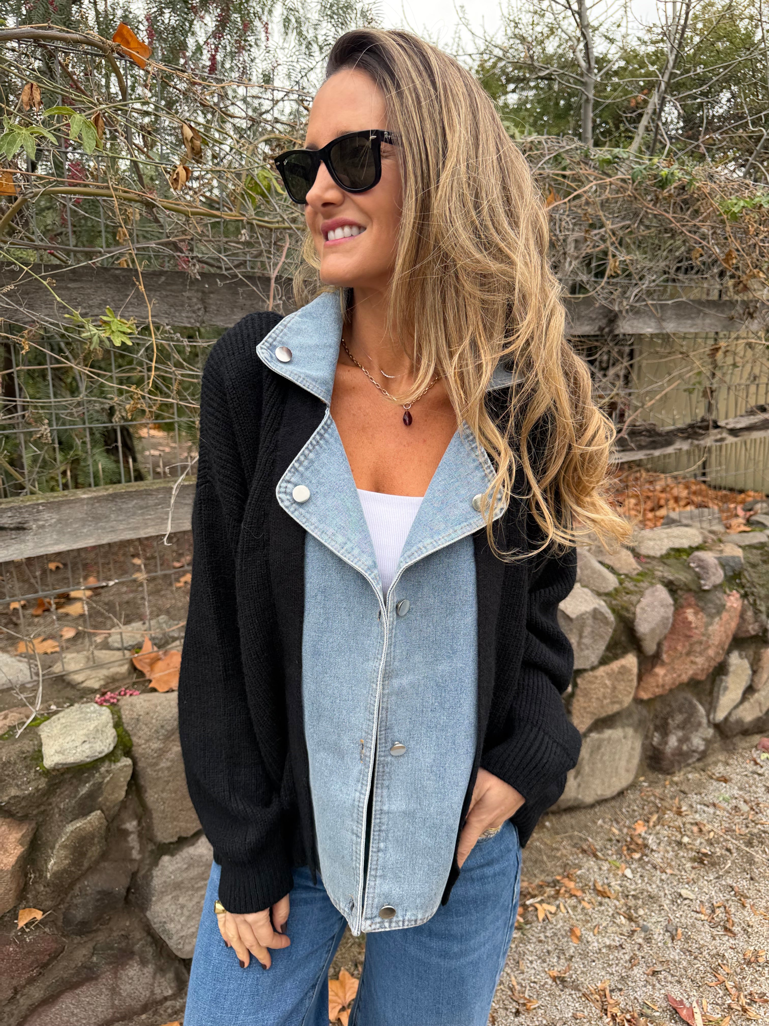 Chaleco tipo biker bluejean negro