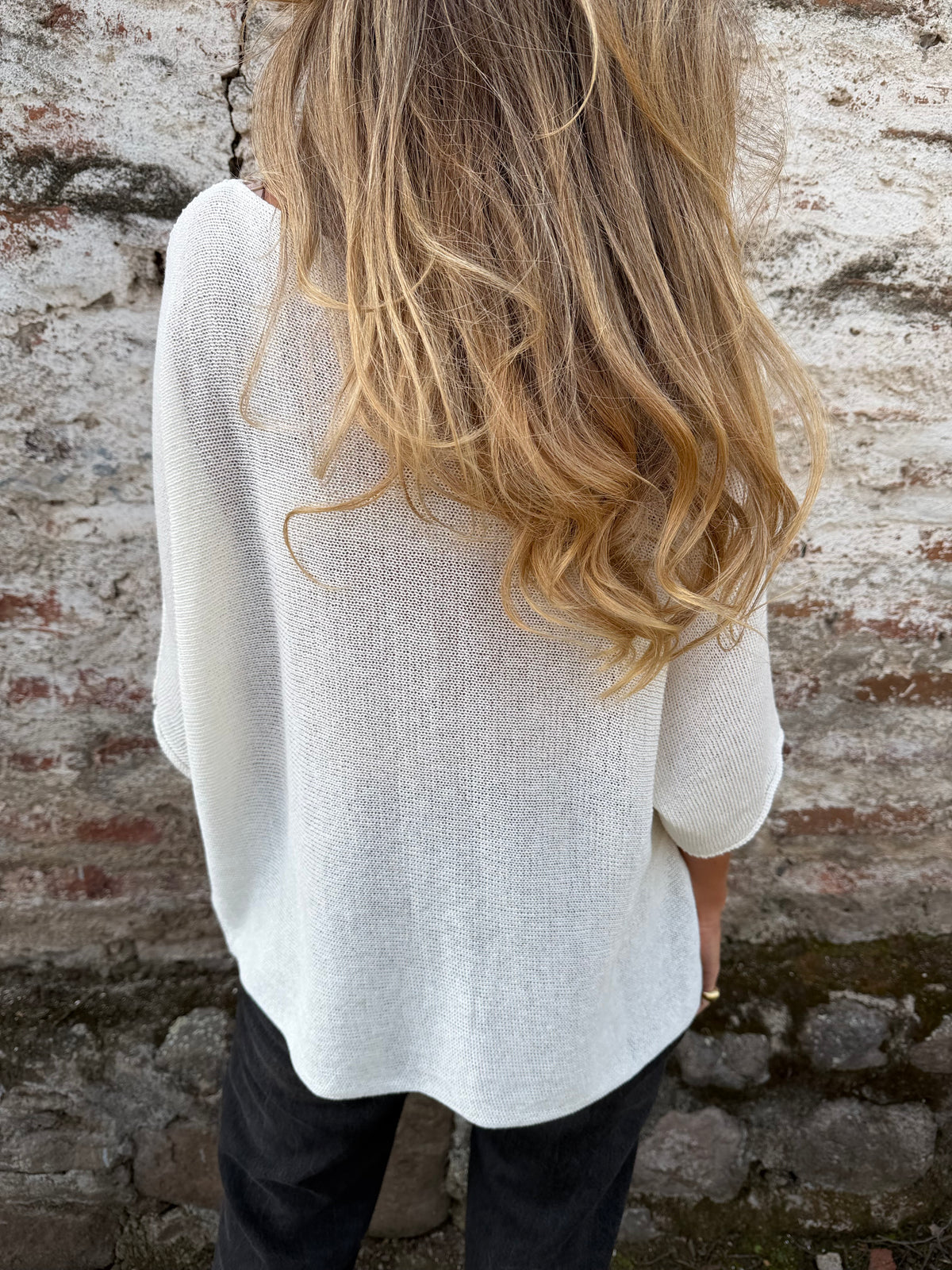 Polera/ chaleco tejida perfecta blanca