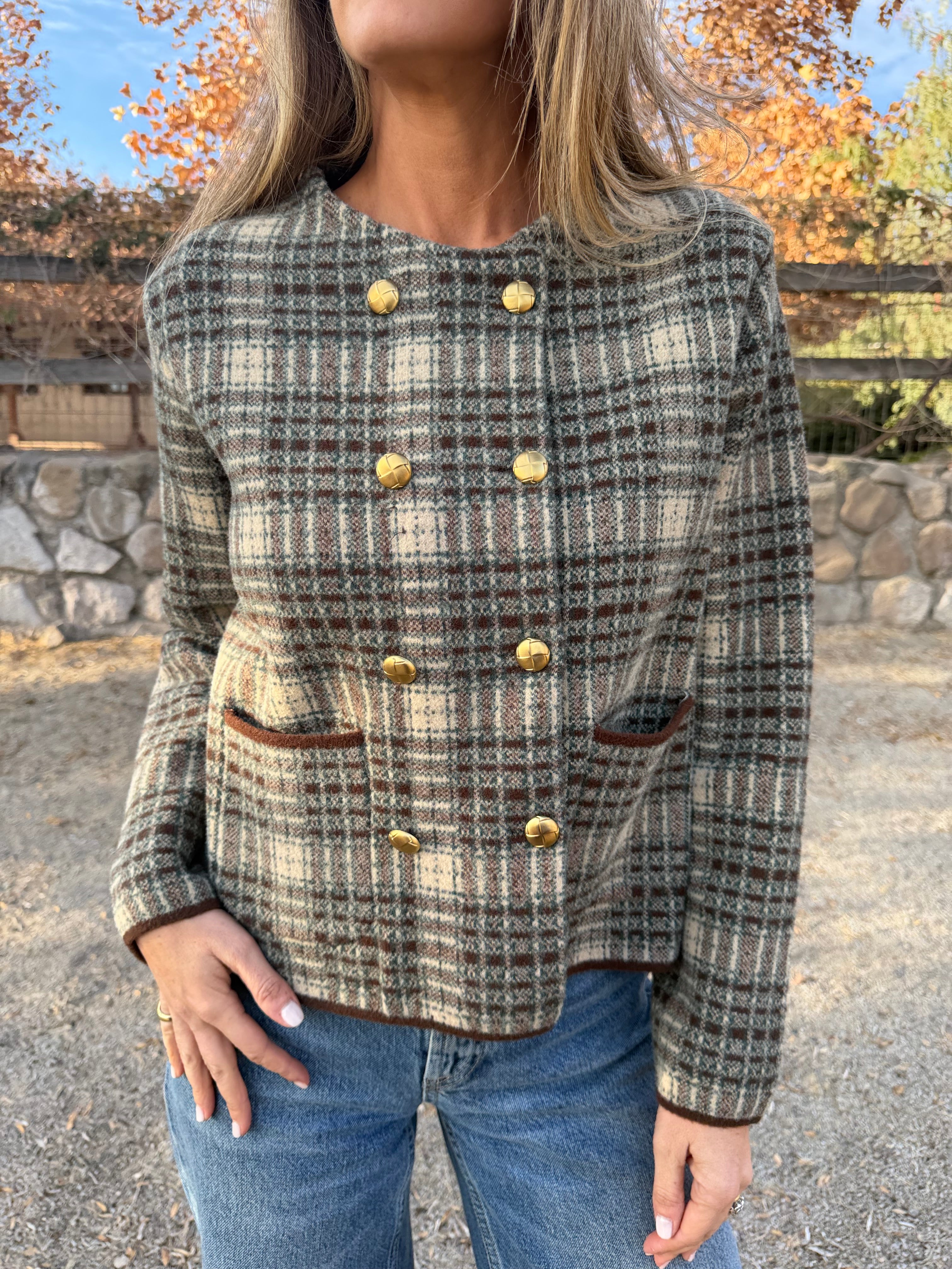 Chaqueta tipo raindoor escoces beige