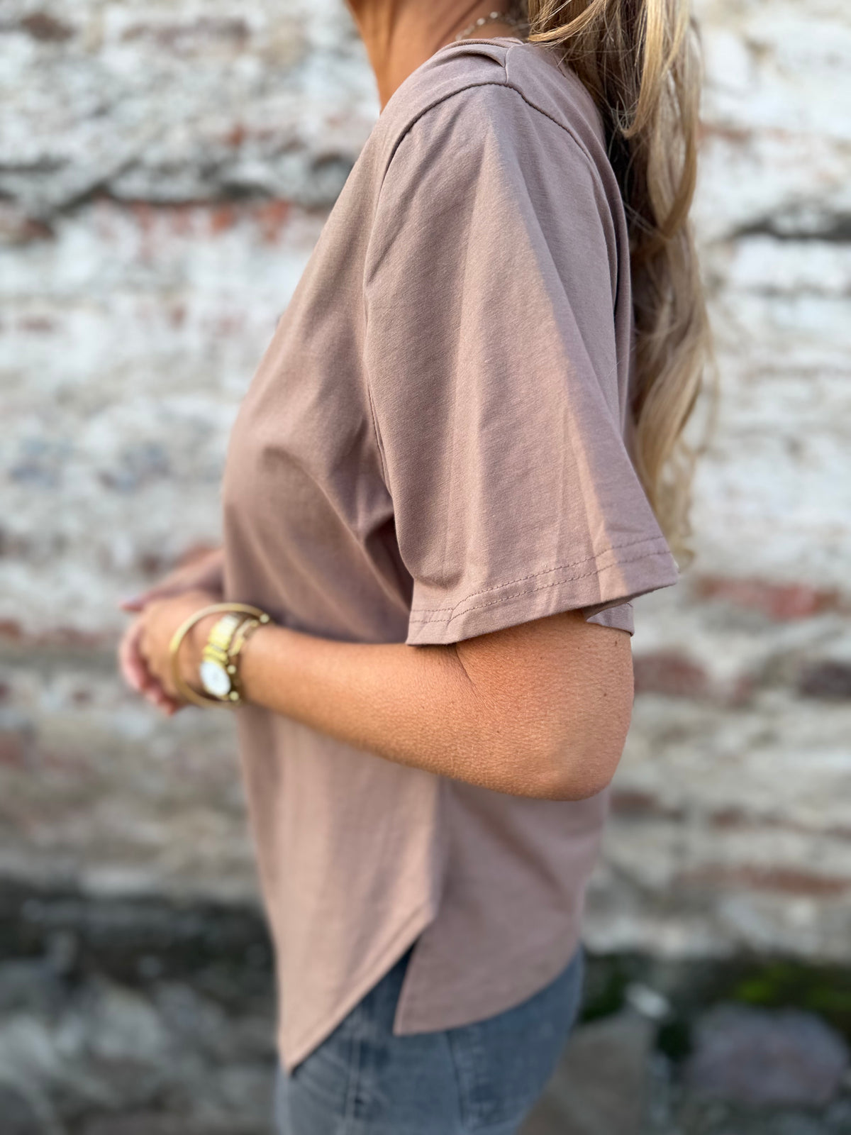 Polera largo irregular café