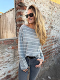 Polera algodón rayas gris