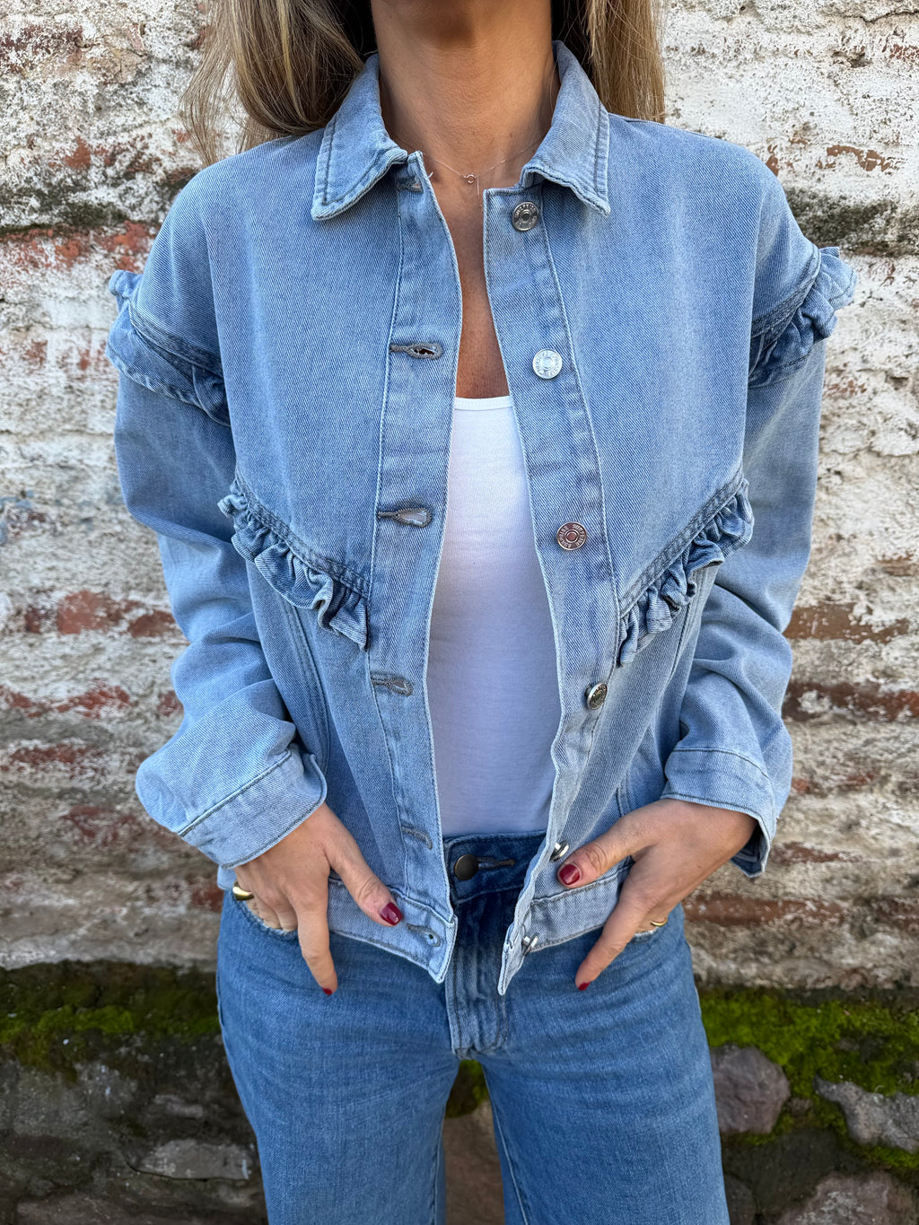 Chaqueta bluejean vuelitos celeste