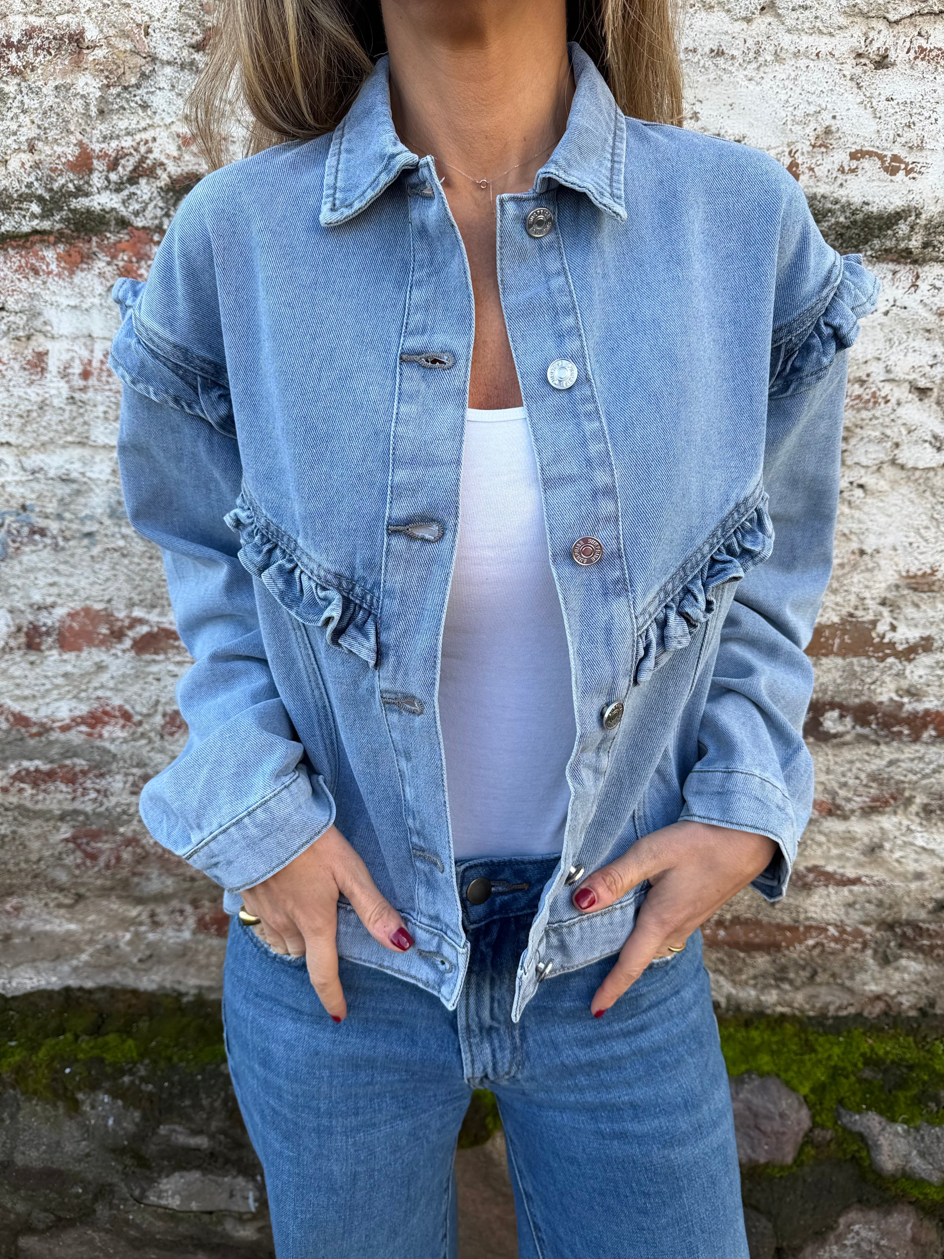 Chaqueta bluejean vuelitos celeste