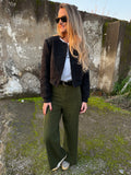 Pantalón tiro alto verde oscuro