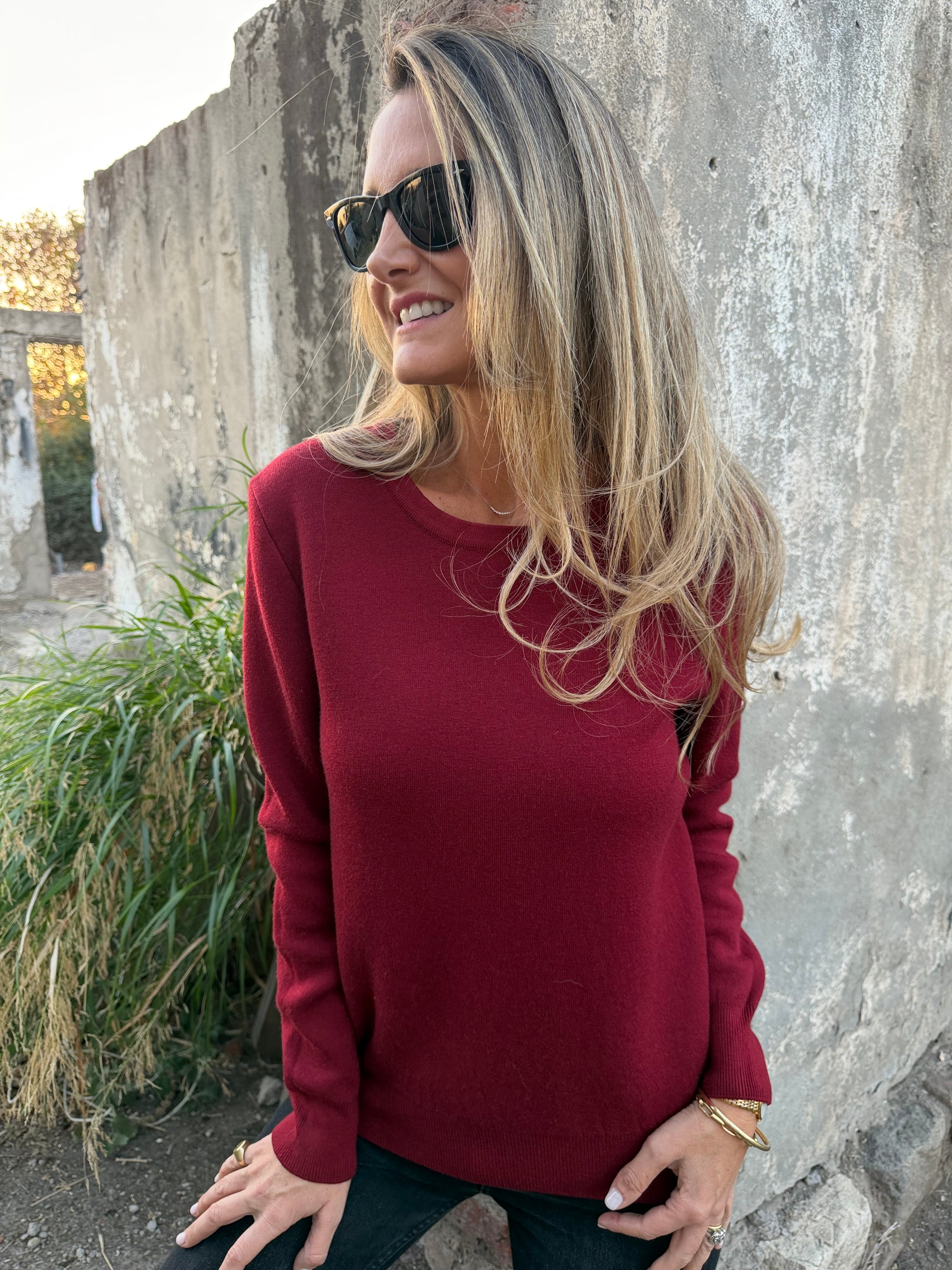 Chaleco cuello redondo básico forrado rojo italiano
