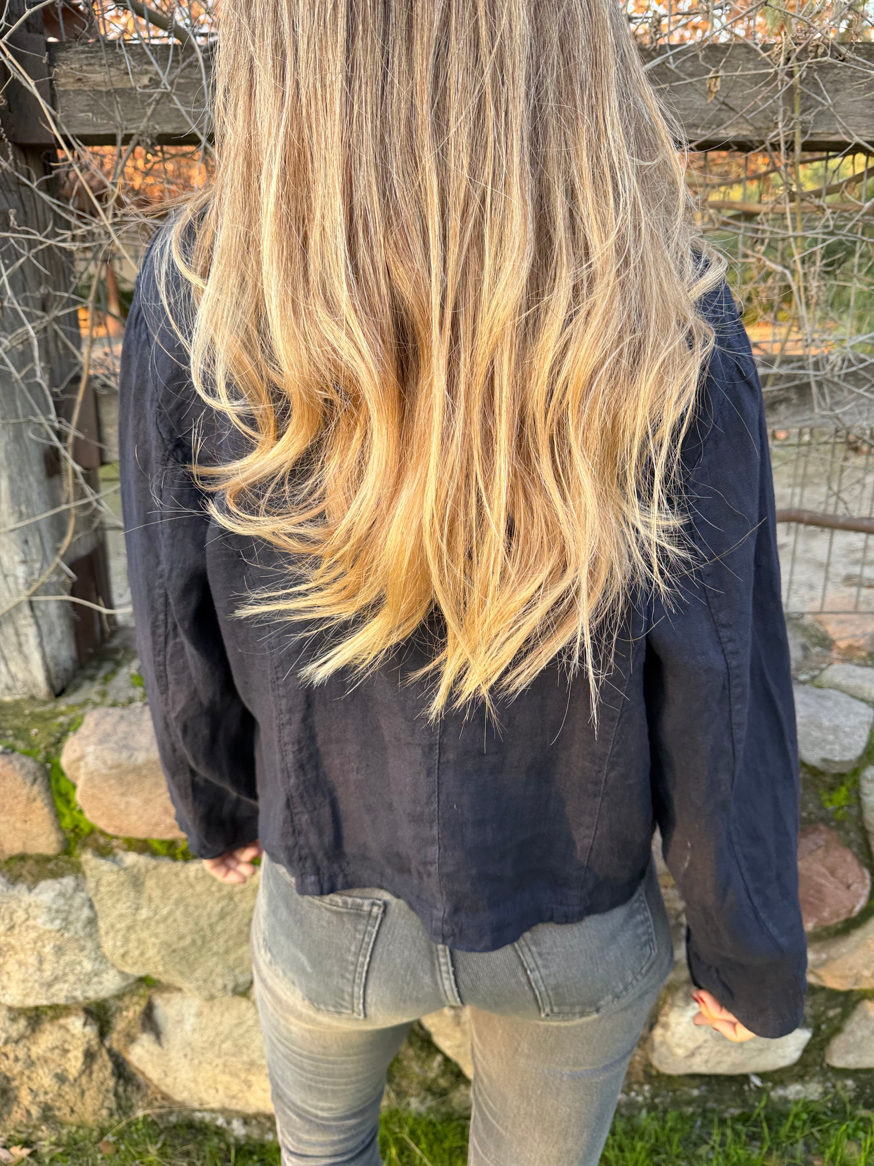 Blazer 100% lino azul marino