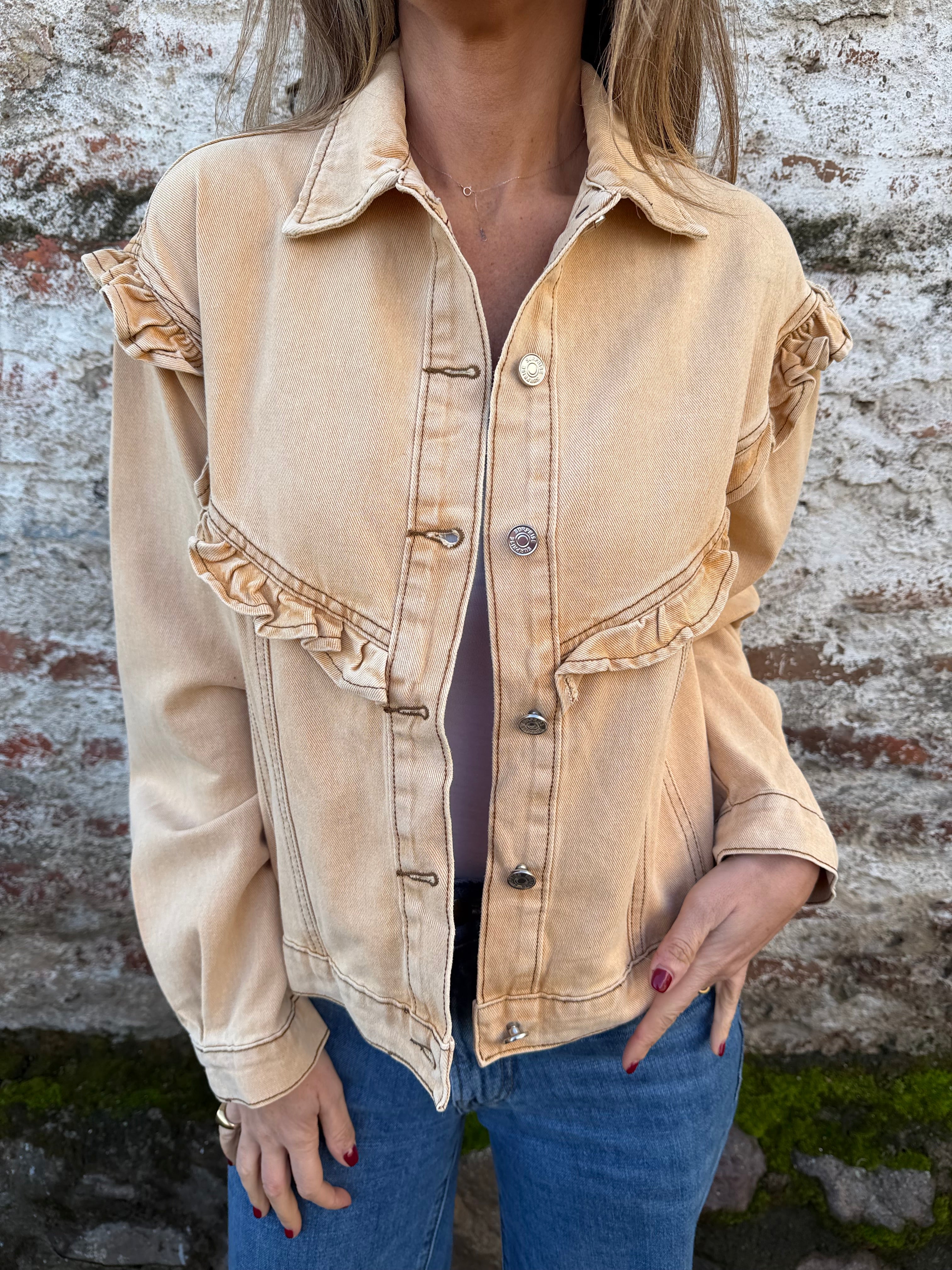 Chaqueta bluejean vuelitos camel