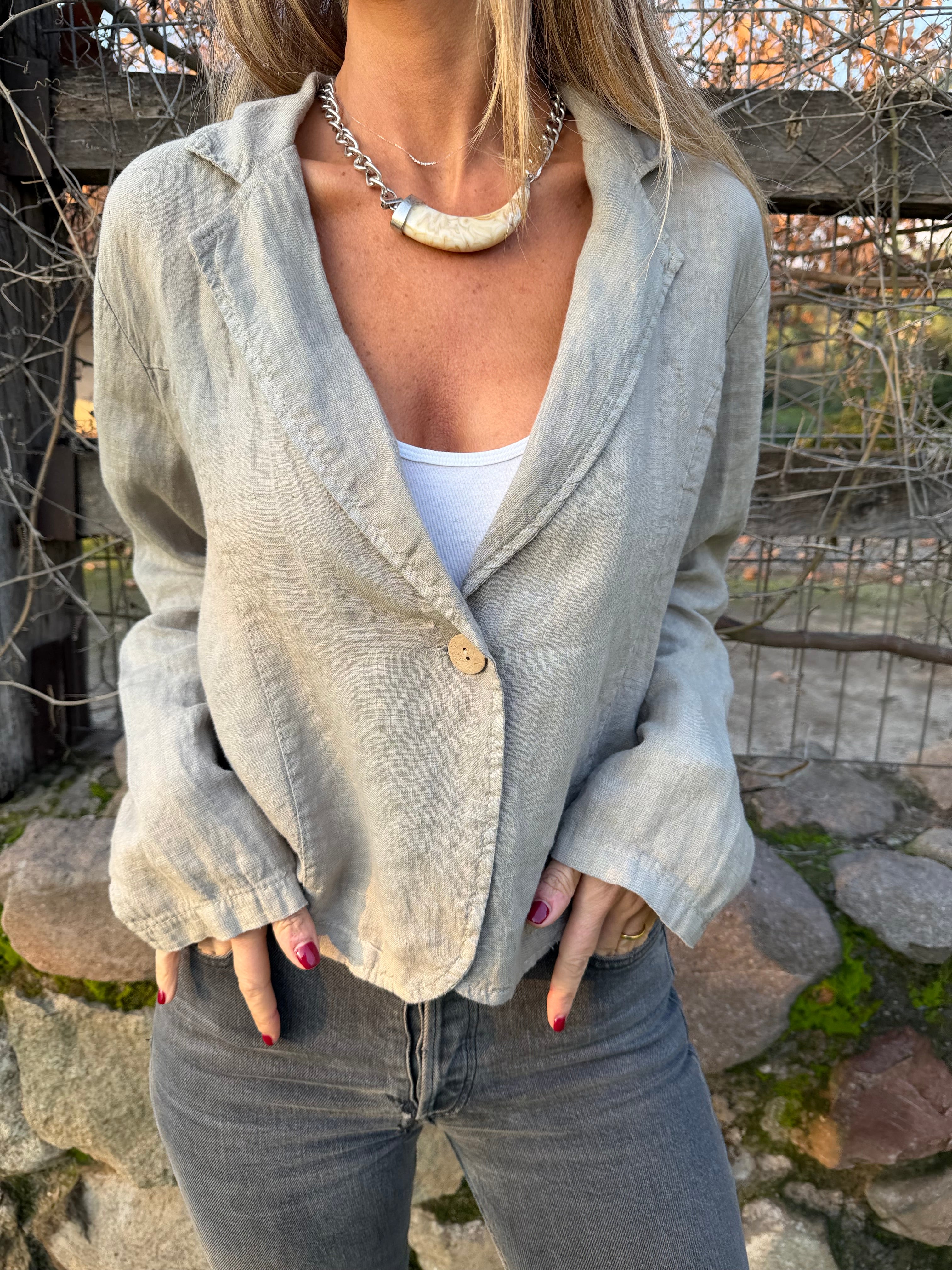 Blazer 100% lino beige verdoso