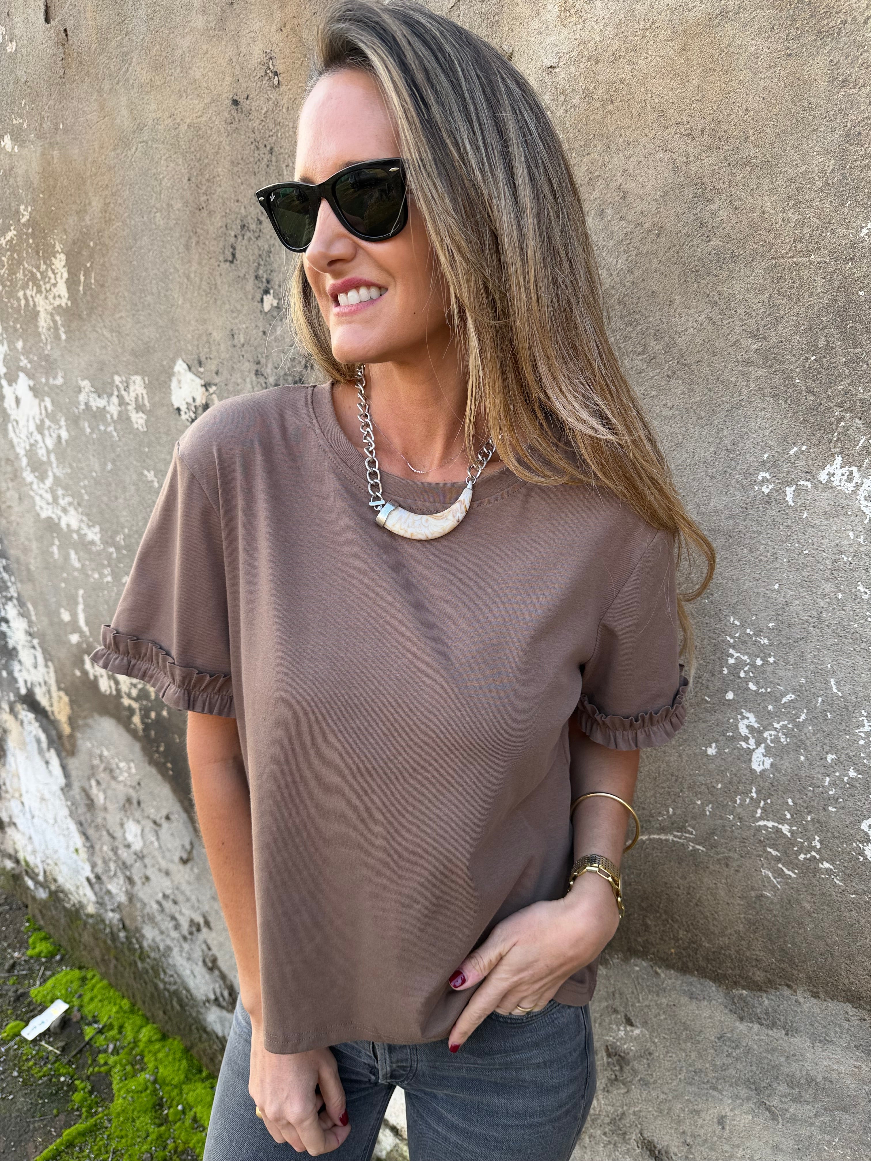 Polera modal vuelitos café