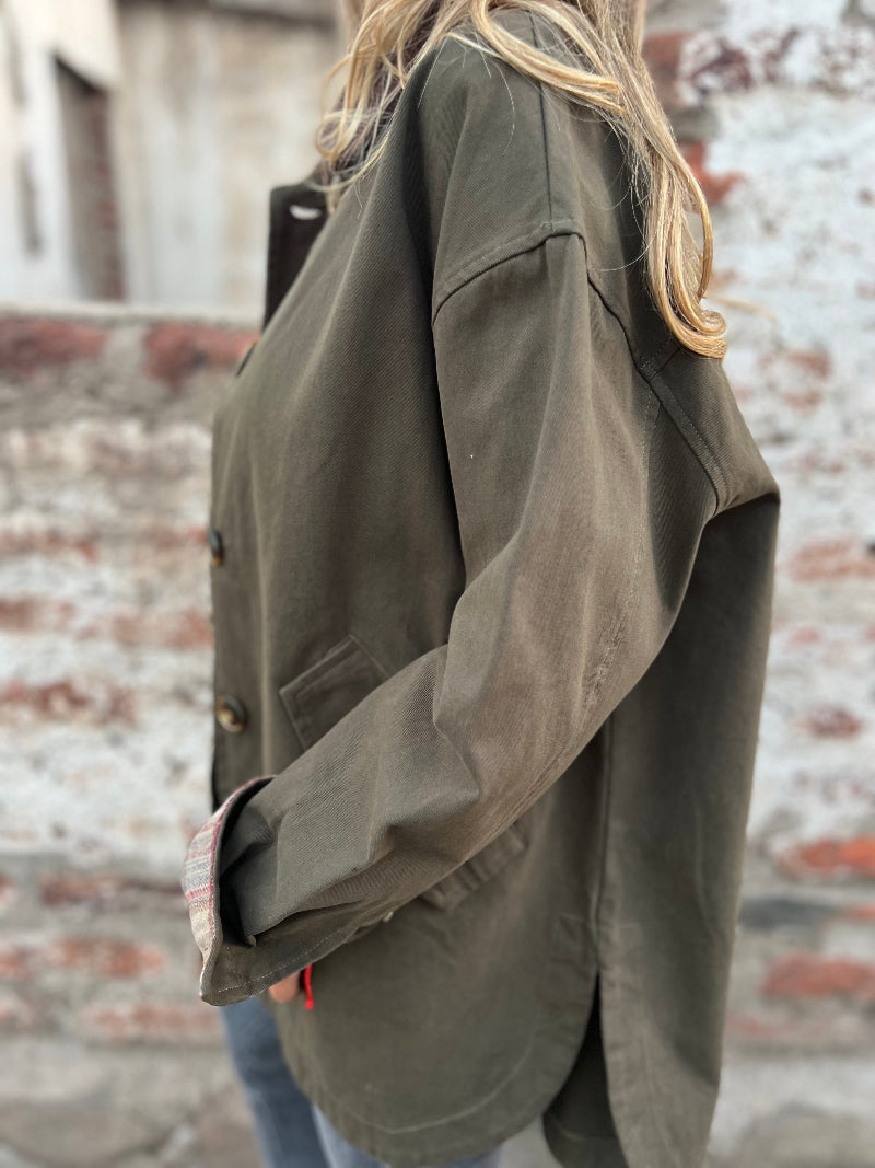Abrigo gabardina inglés verde musgo