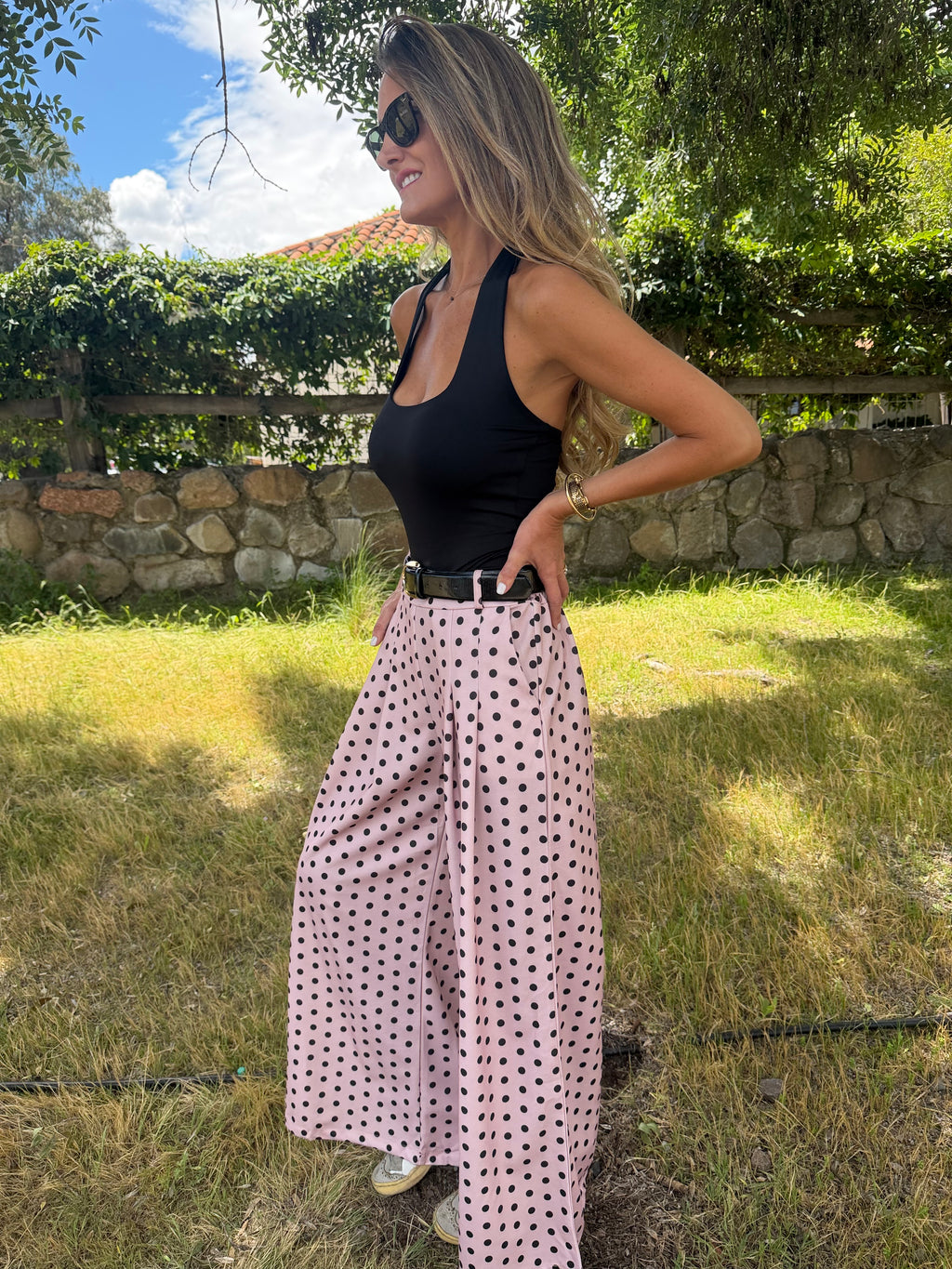 New palazo polca dots rosado claro