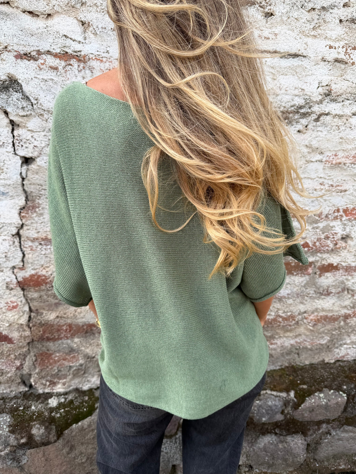 Polera/ chaleco tejida perfecta verde musgo