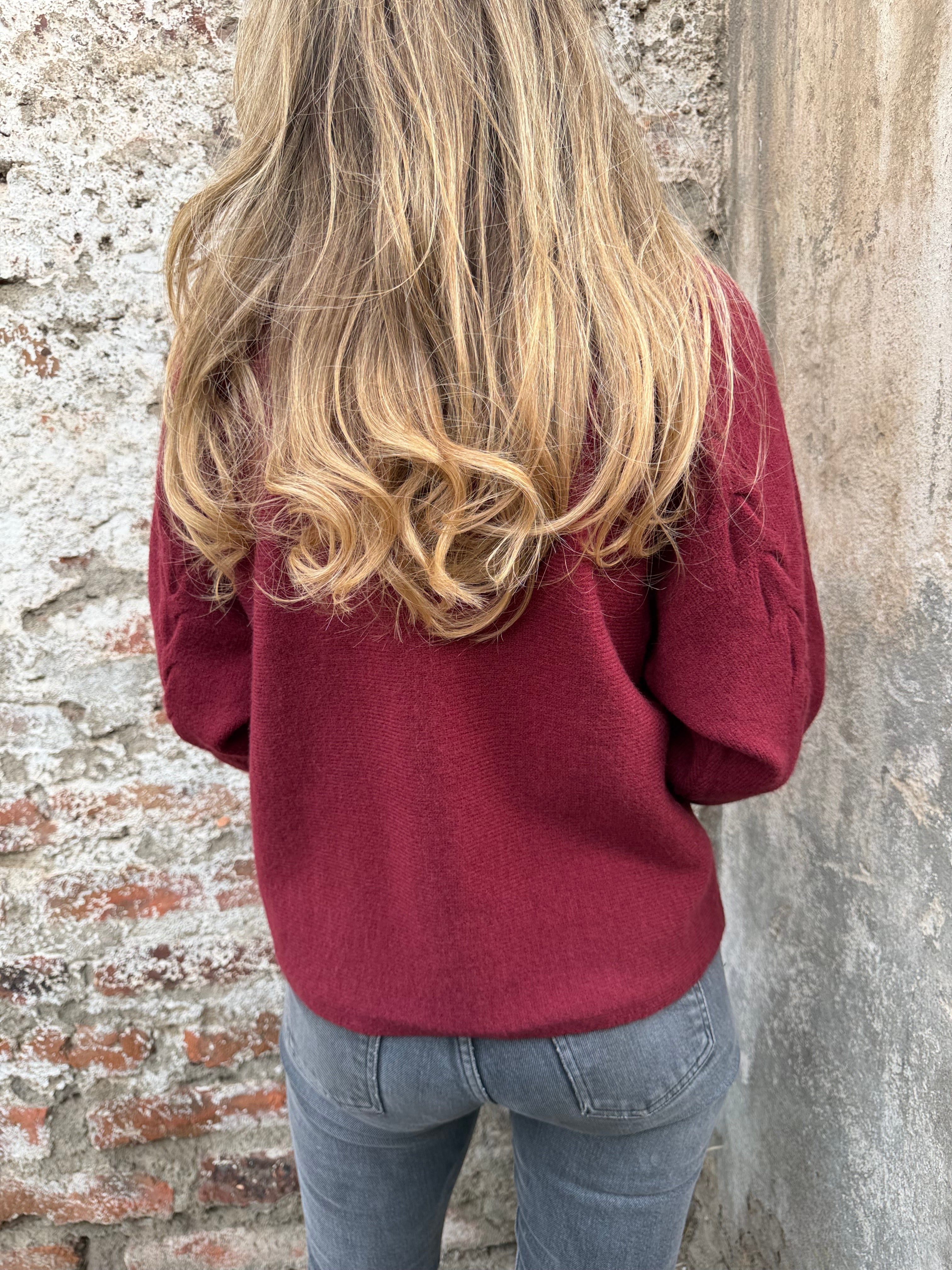 Chaleco trenzado horizontal burdeo