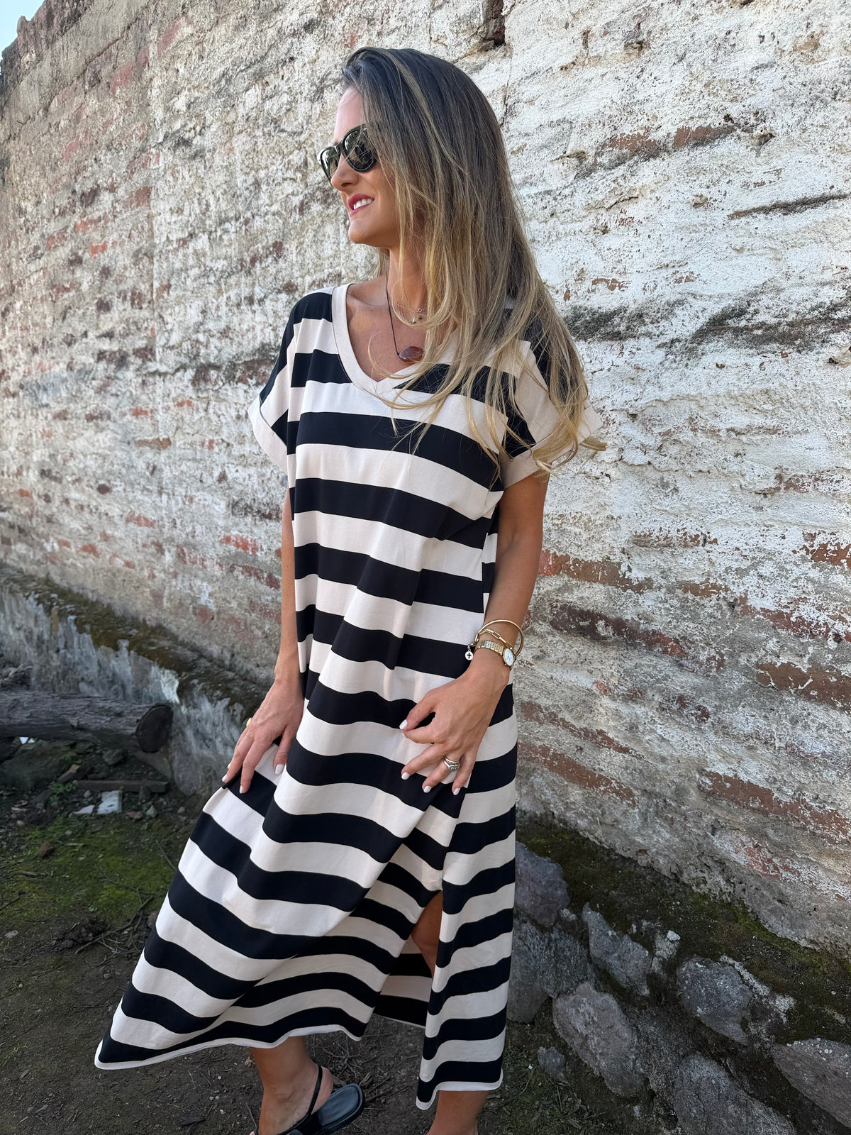 Vestido rayas negro