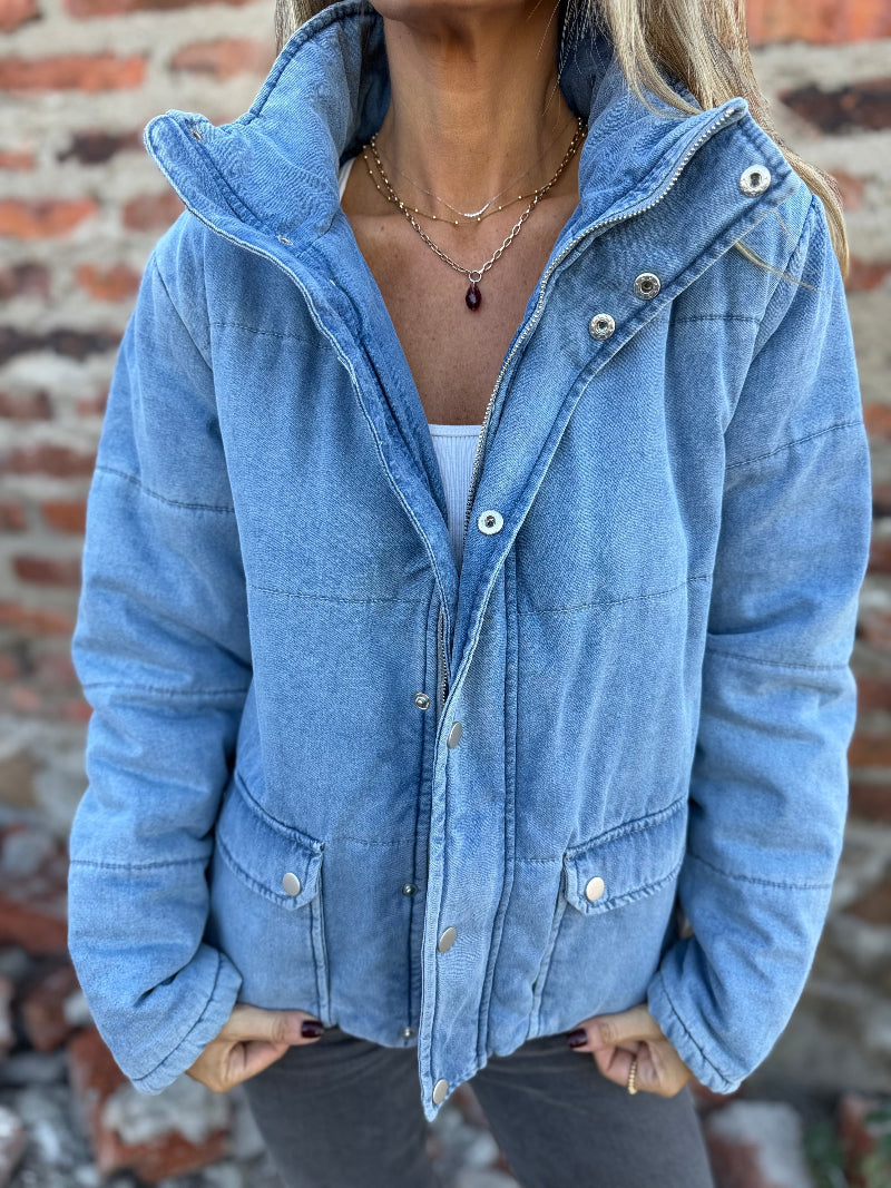 Puffa botones bluejean celeste