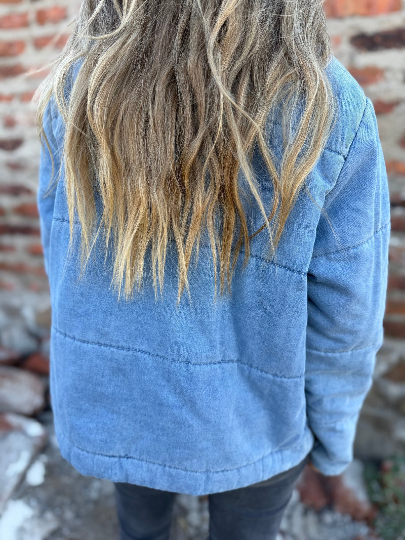 Puffa botones bluejean celeste