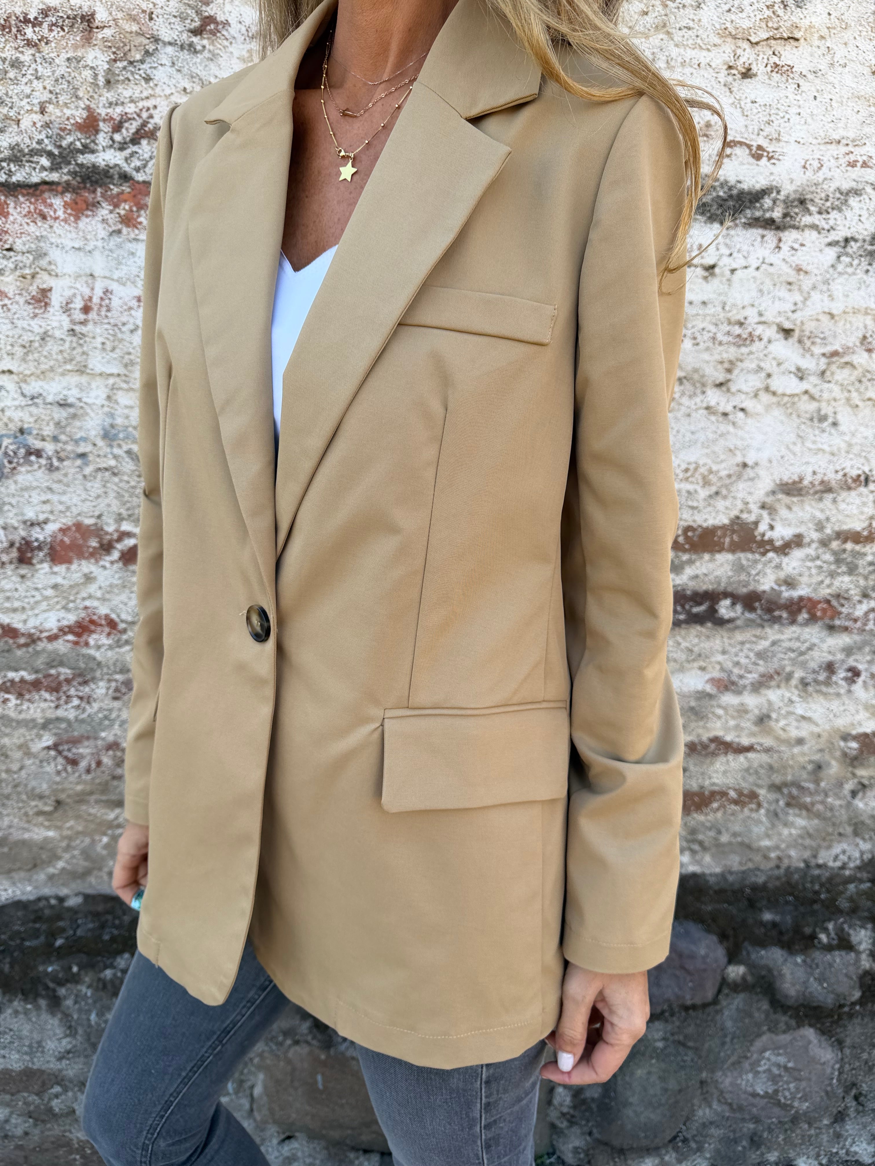 Blazer gabardina premium camel