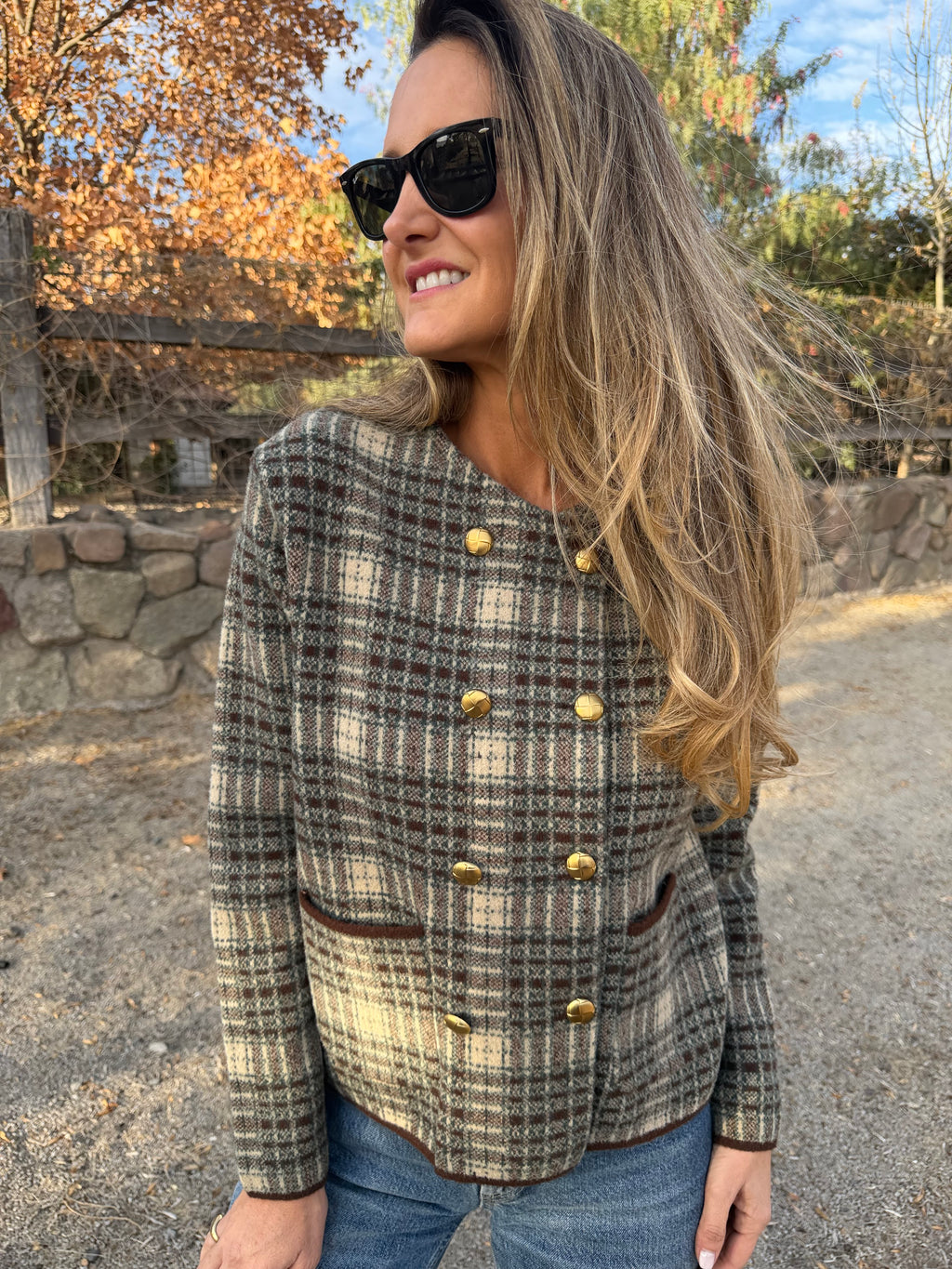 Chaqueta tipo raindoor escoces beige