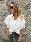 Blusa manga extra abullonadas blanca