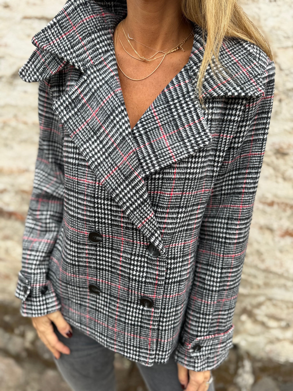 New trench pata de gallo negro/ rojo