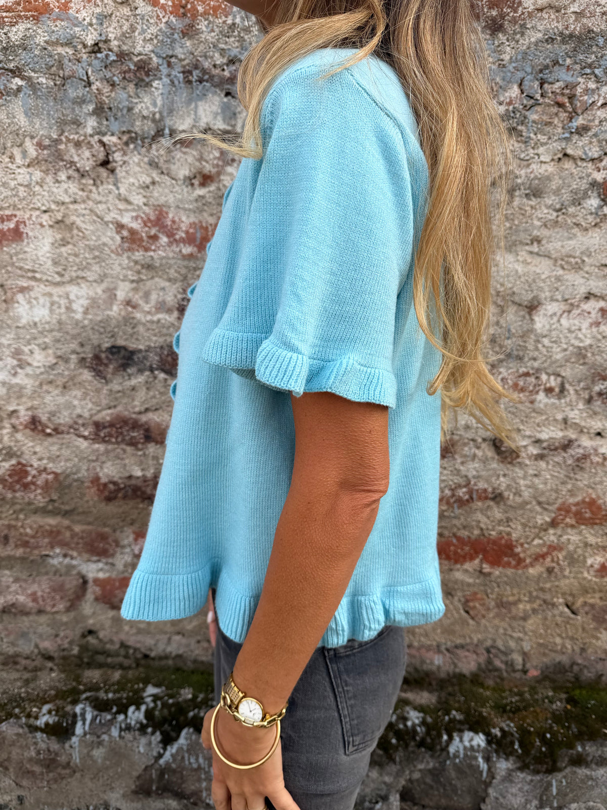 Polera/ Chaleco vuelitos celeste