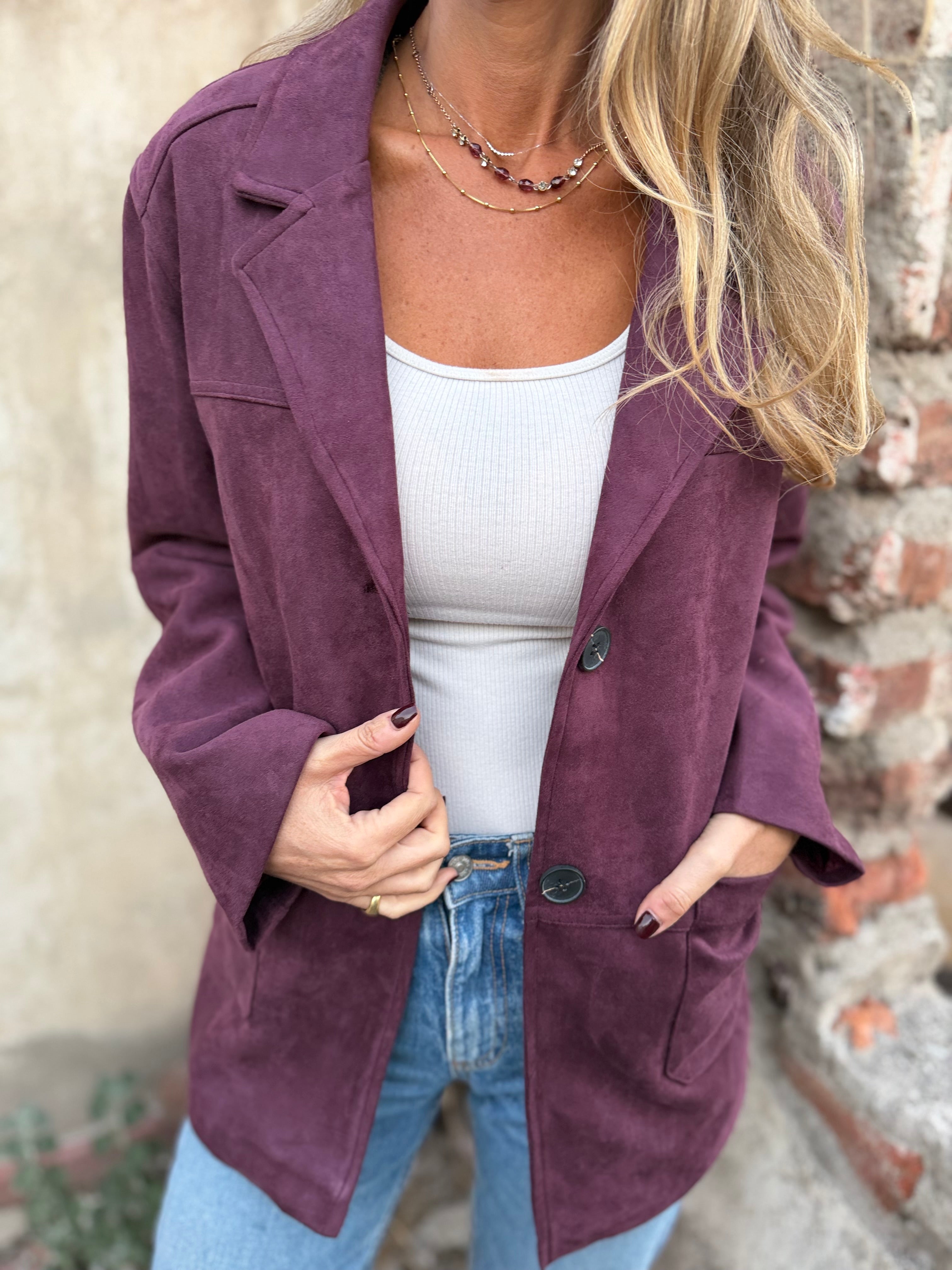 Chaquetón efecto gamuza soñado vino