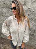 Blusa diseños y manga globo beige