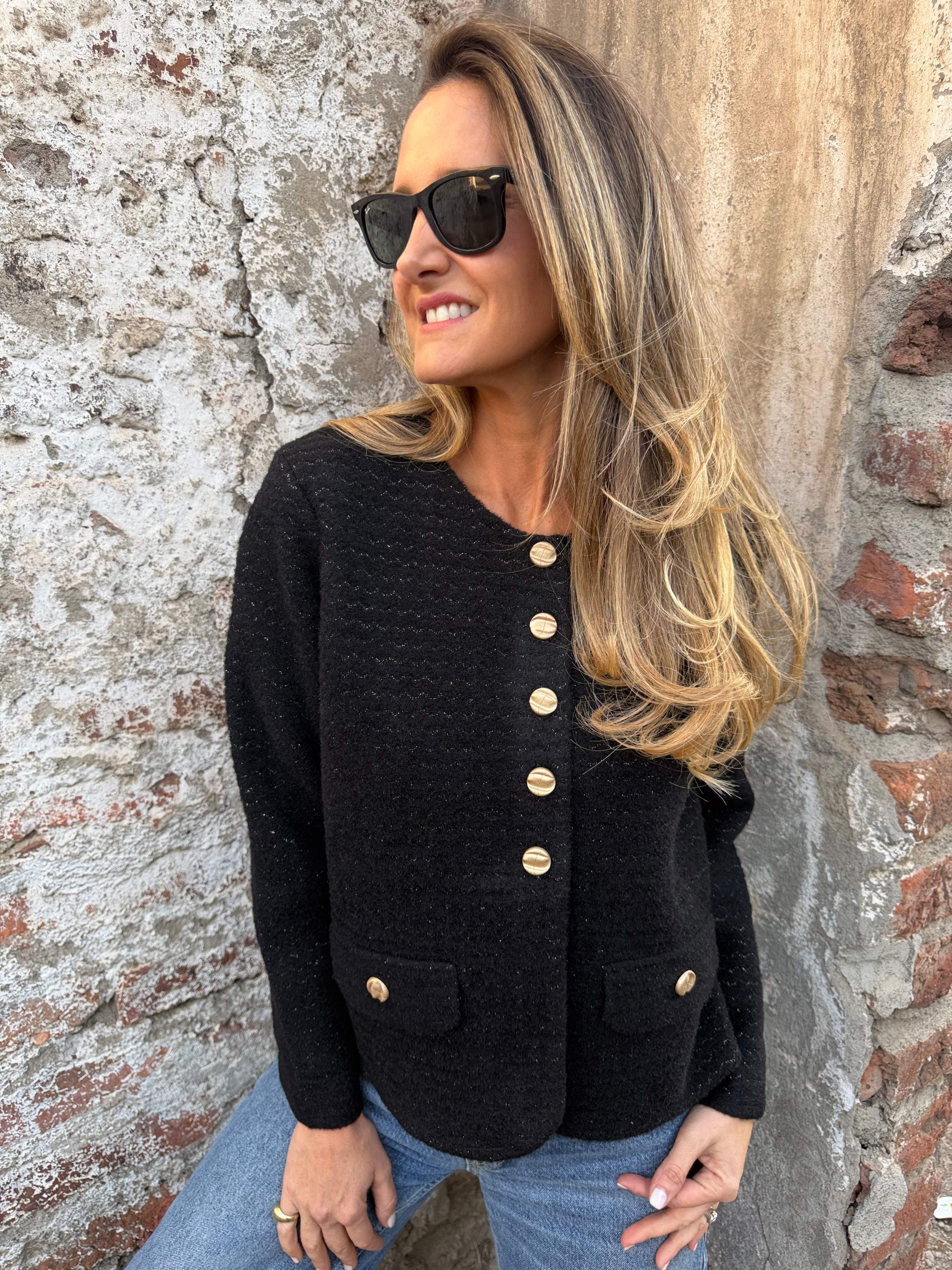 Chaqueta paño waves negra
