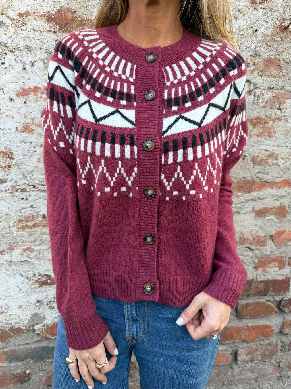 Chaleco jacquard clásico burdeo