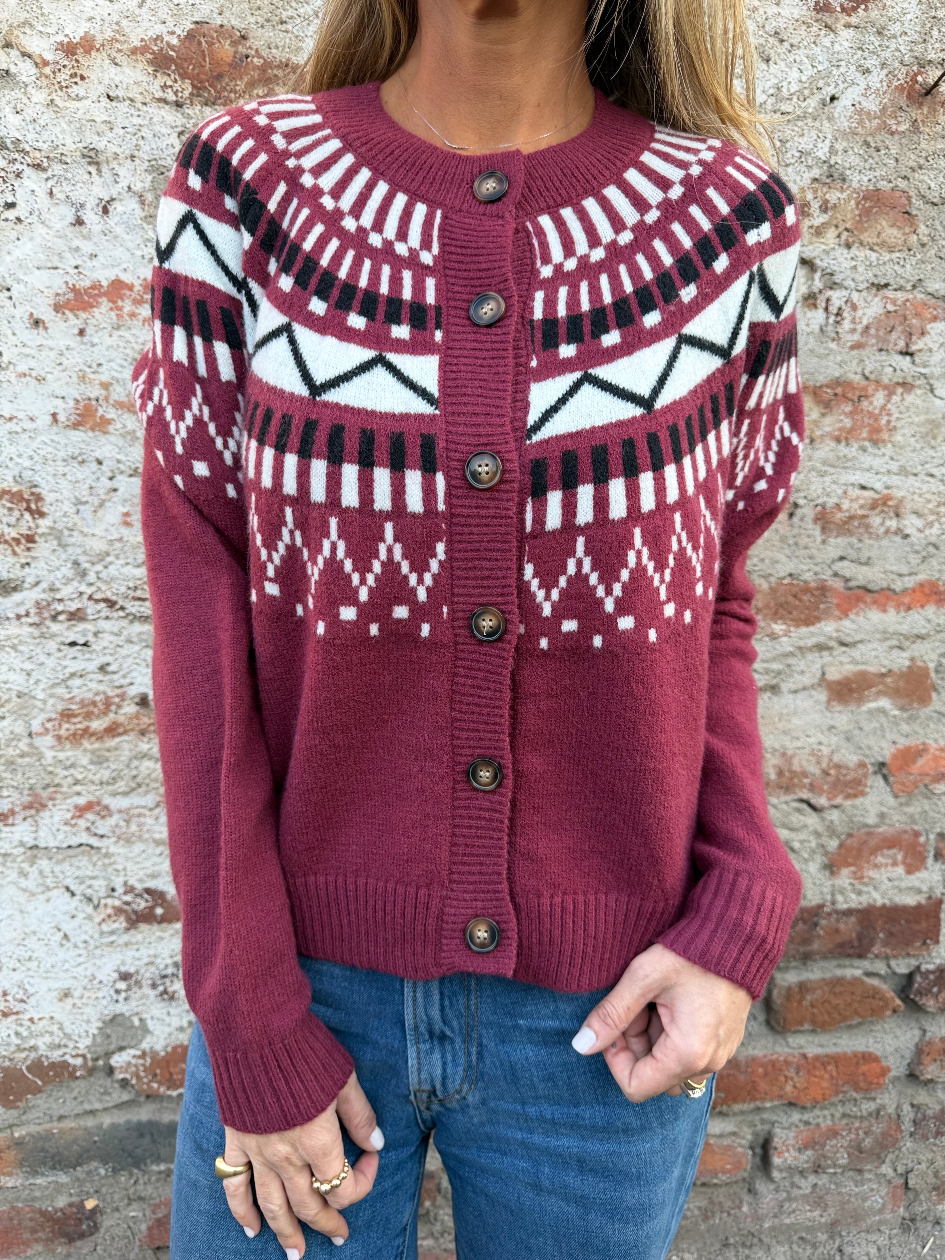 Chaleco jacquard clásico burdeo