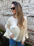 Blusa perlada volados vainilla