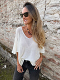 Polera/ chaleco tejida perfecta blanca