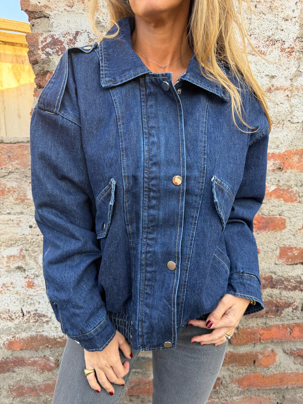 Maxxi bomber acolchada bluejean azul