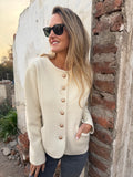 Chaqueta paño botones dorados blanca