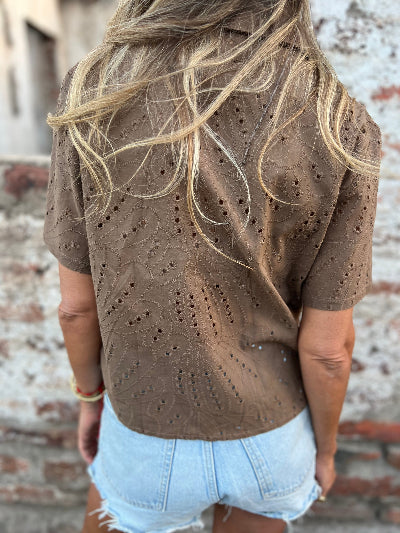 Blusa súper broderie café