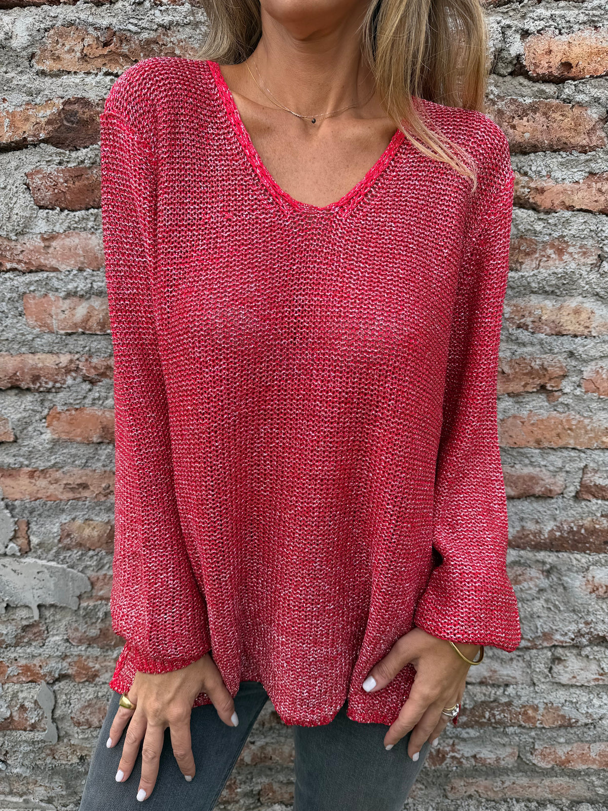 Chaleco lurex manga aglobada rojo