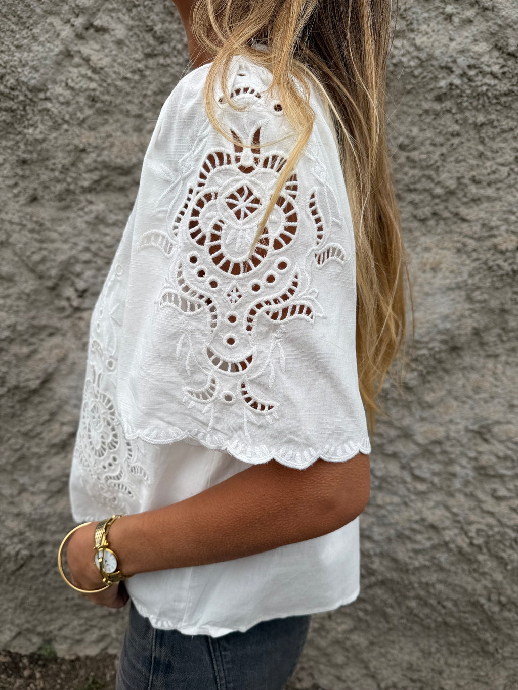 Blusa broderie completa blanca