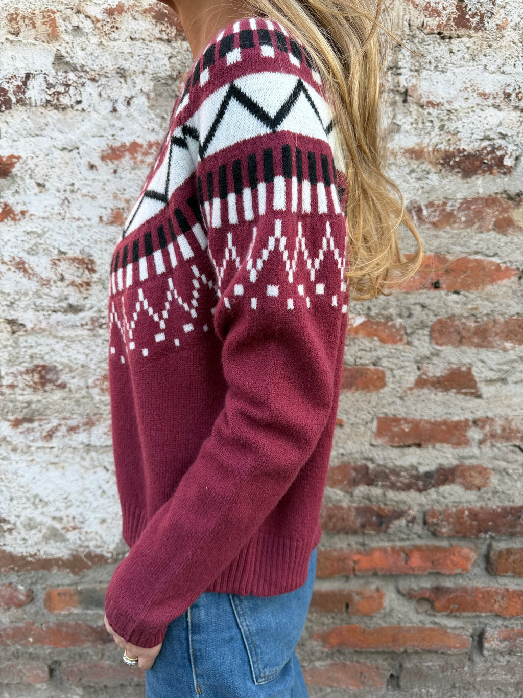 Chaleco jacquard clásico burdeo