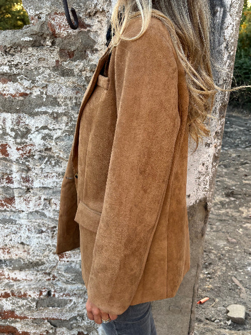 Blazer efecto gamuza camel