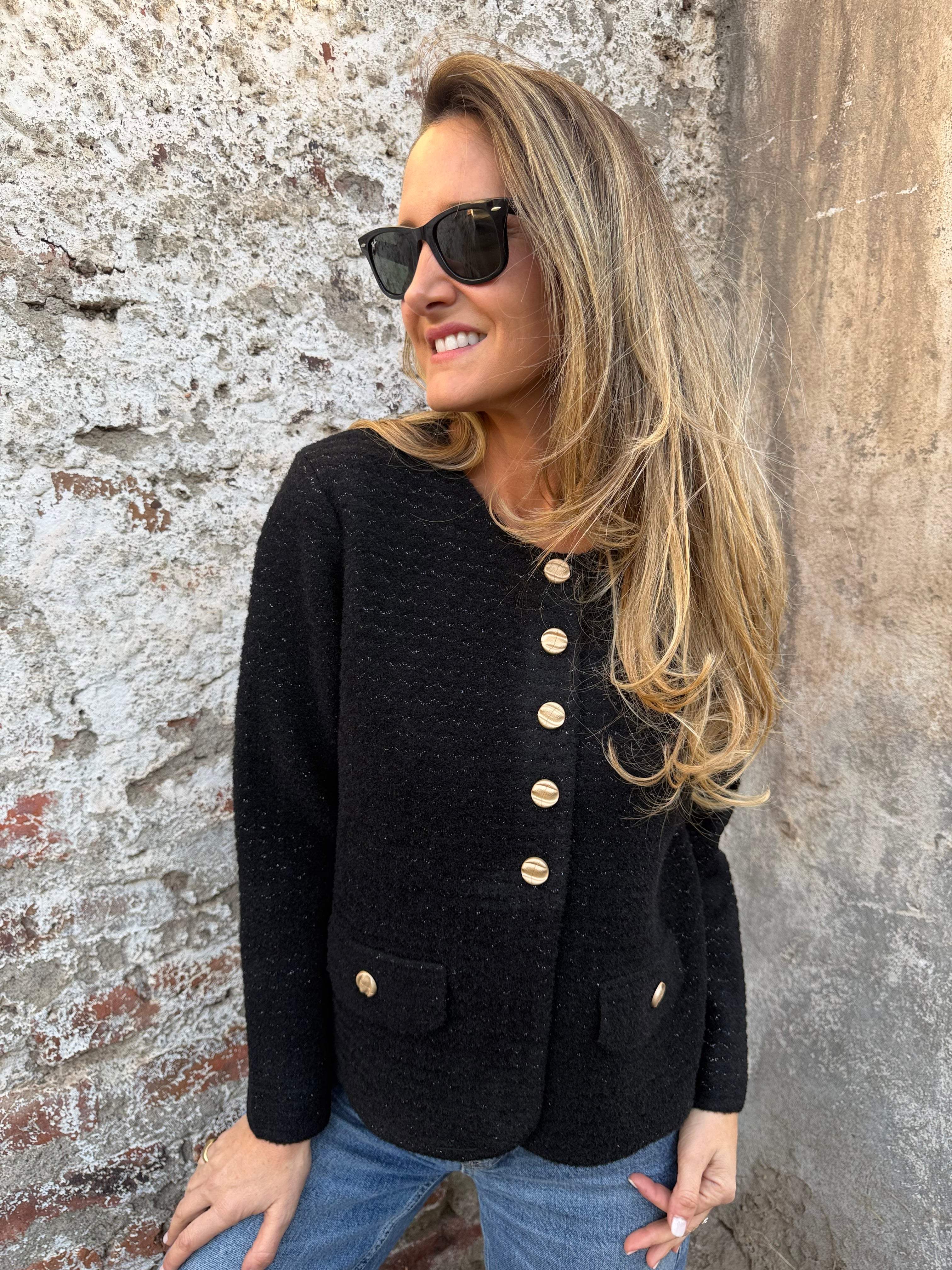 Chaqueta paño waves negra