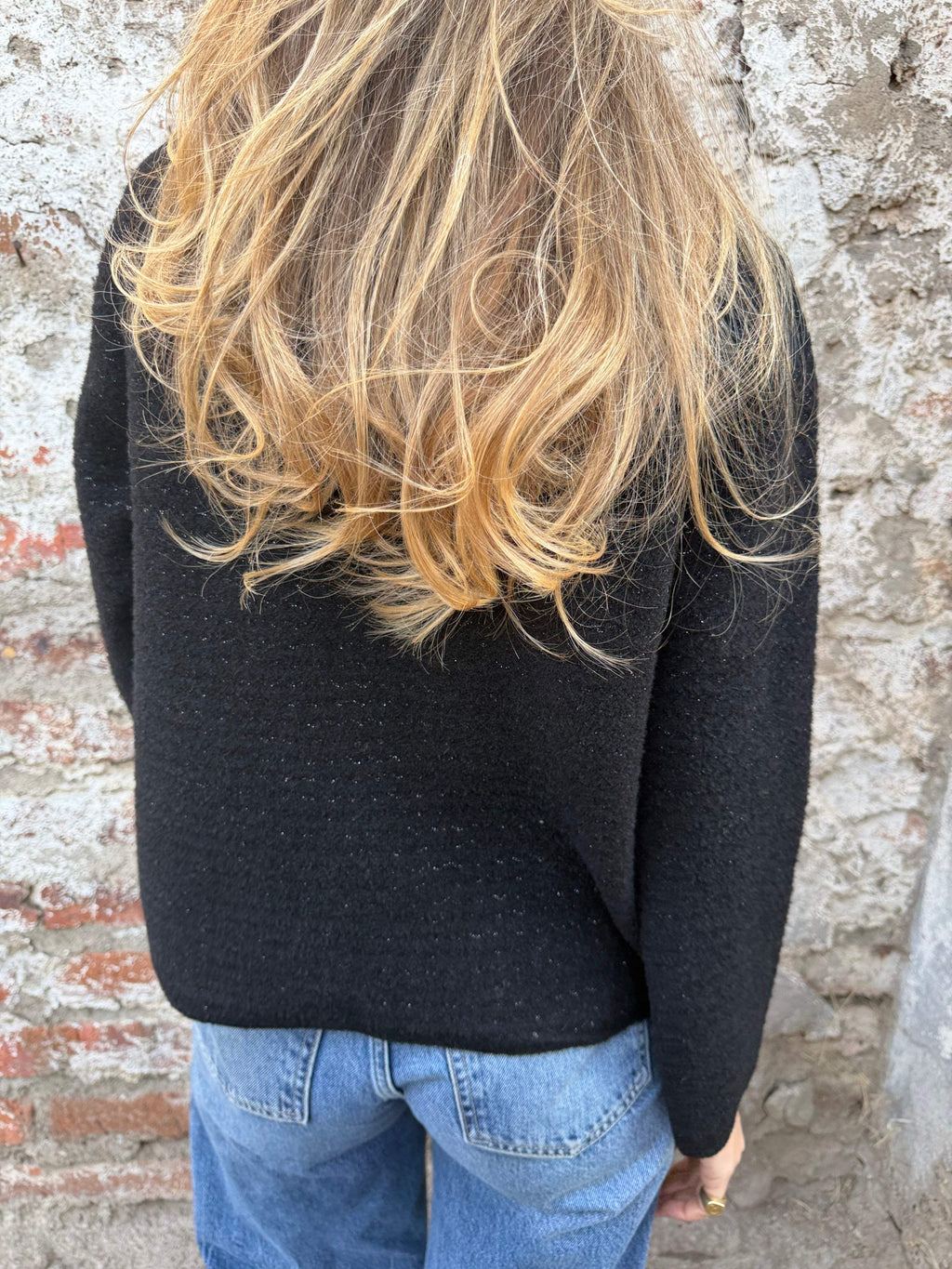 Chaqueta paño waves negra