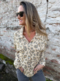 Chaqueta delgada/ blusa lino print beige clara
