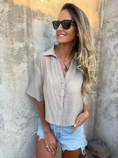 Blusa rayon rústica beige