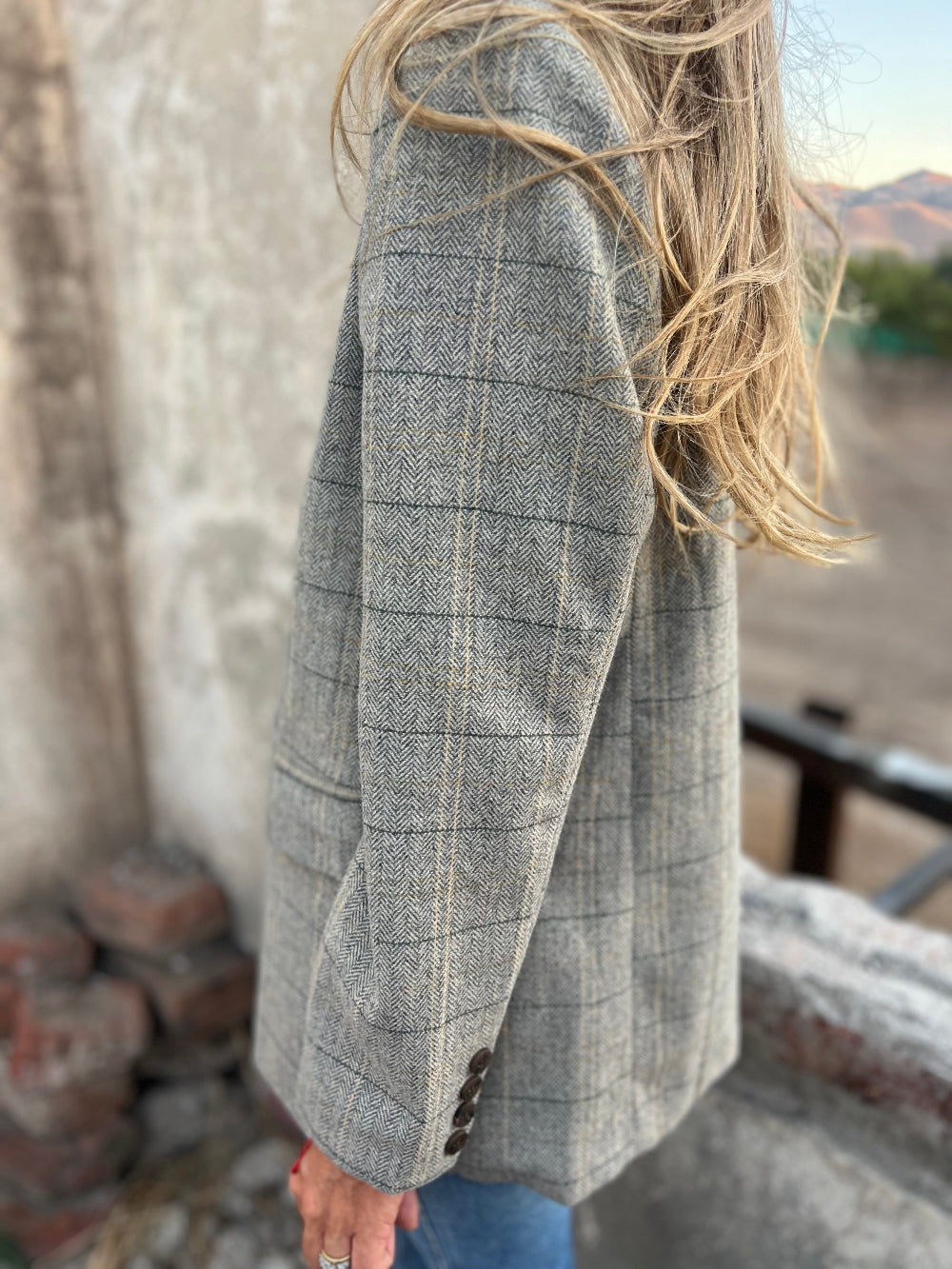 Blazer lana espiga beige
