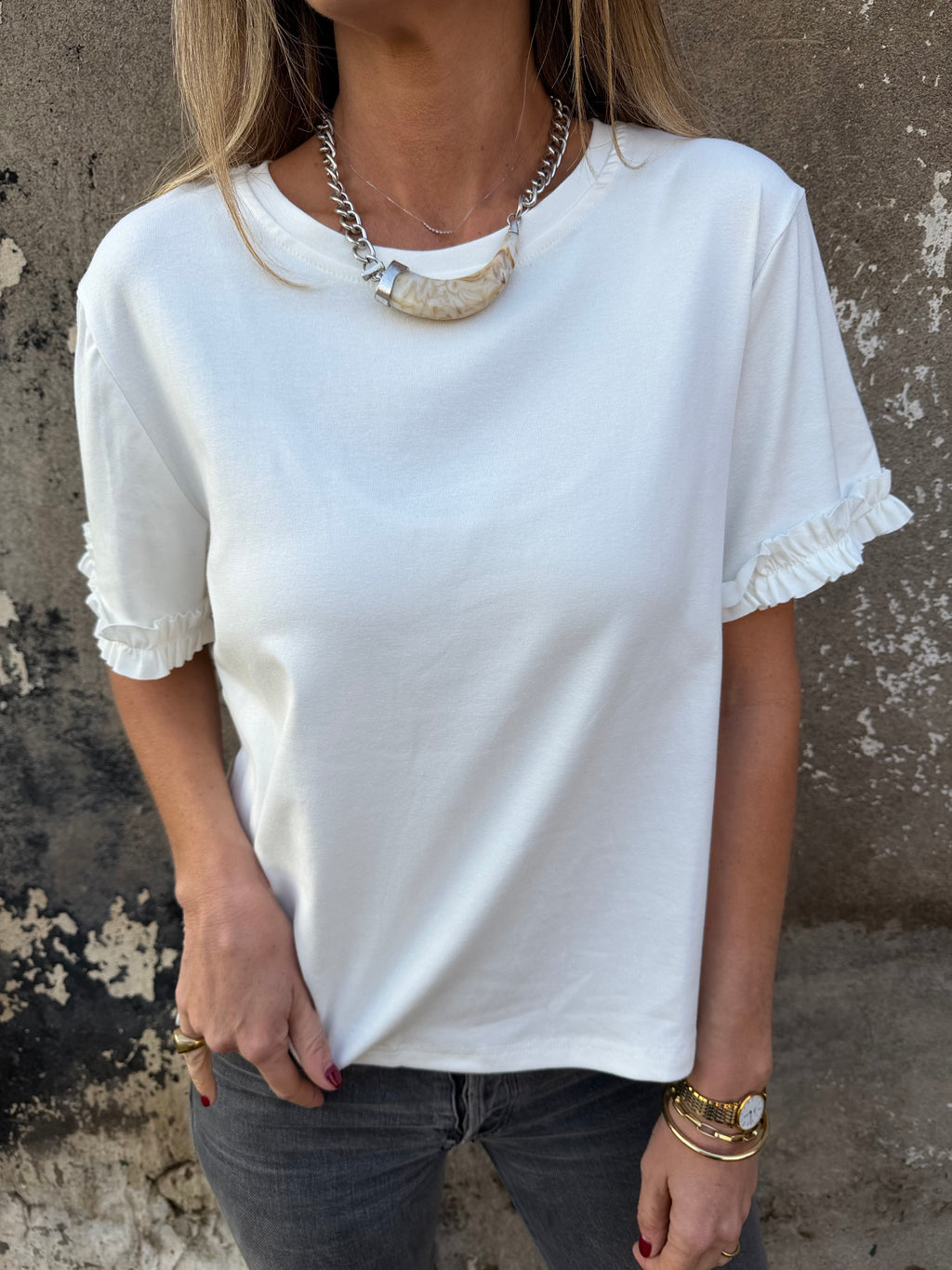 Polera modal vuelitos blanca