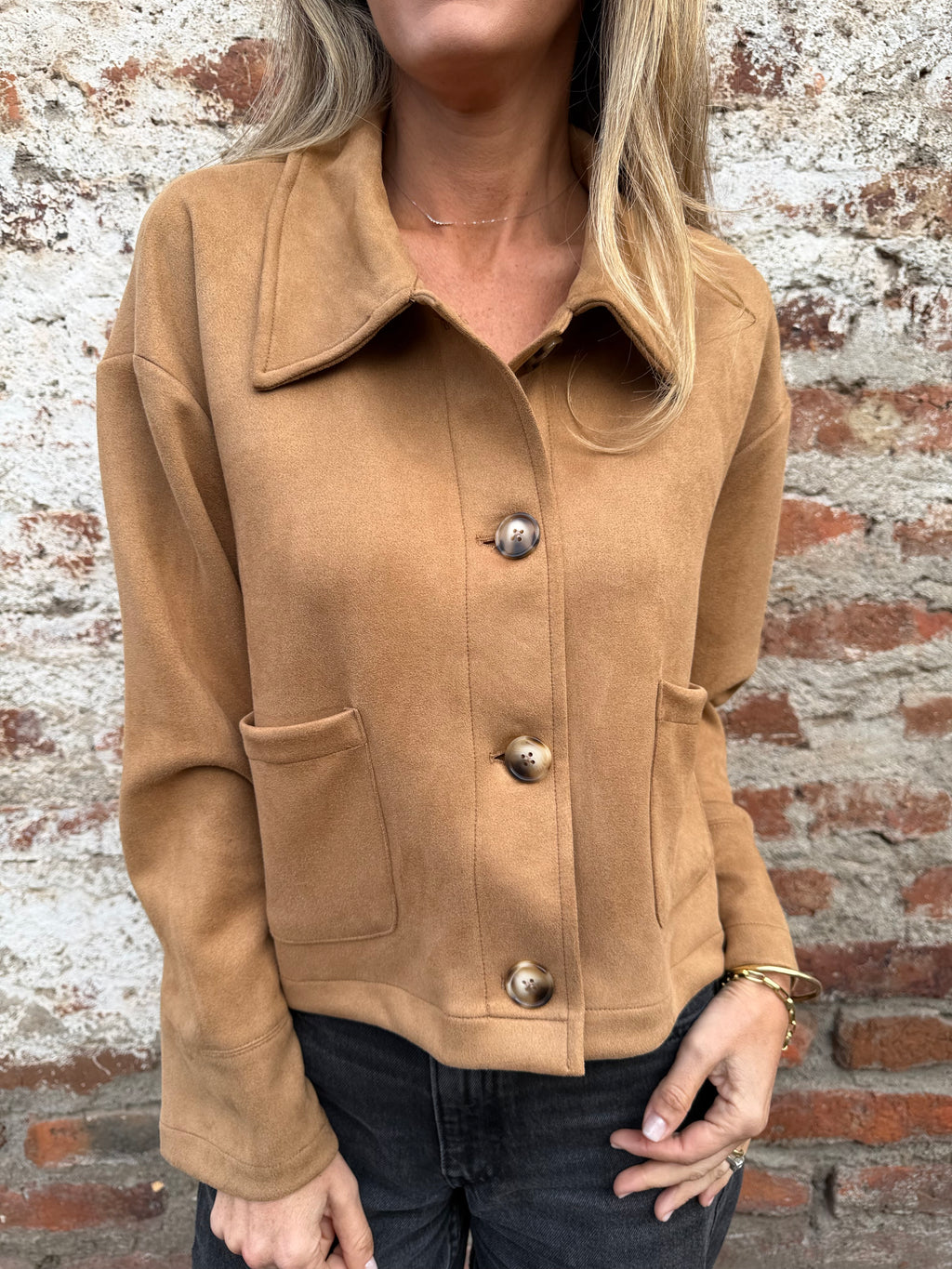 Chaqueta suede pocket camel