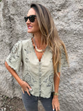 Blusa broderie completa verde claro