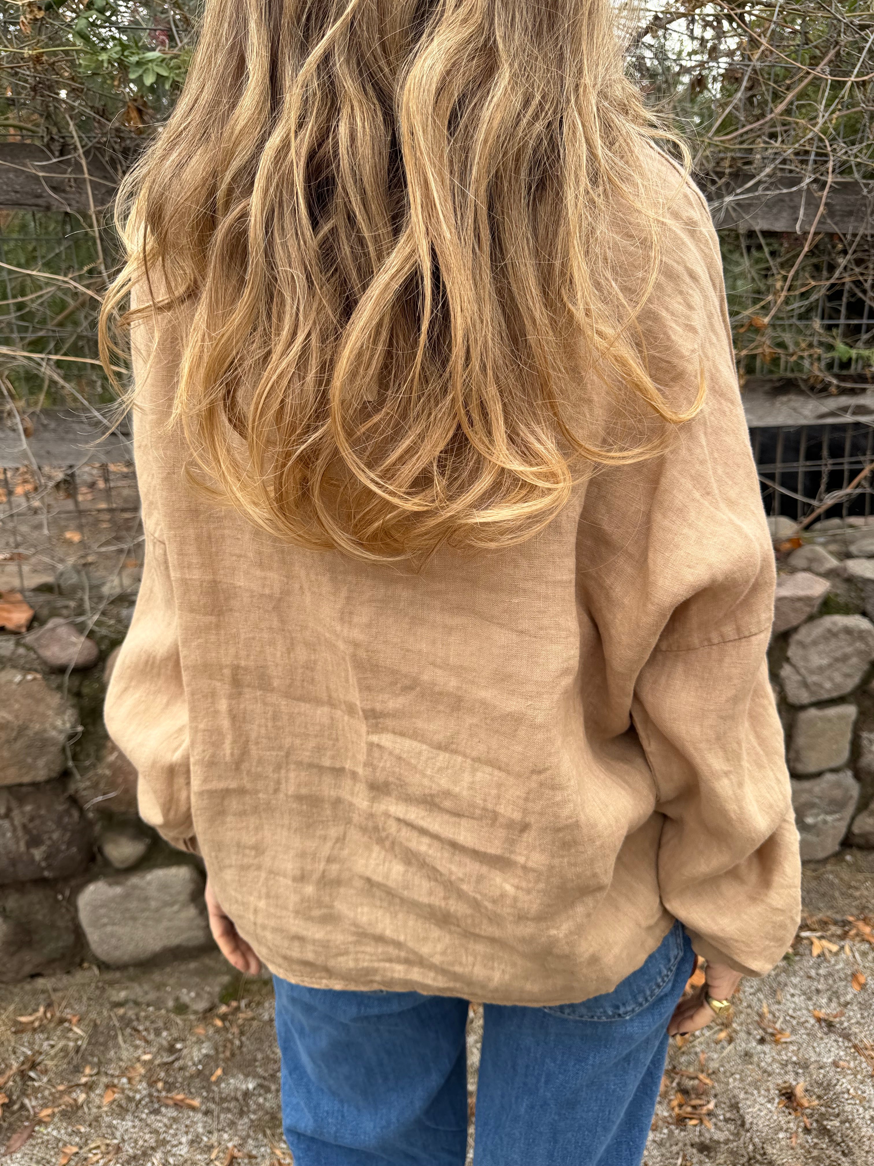 Blusón 100% lino camel