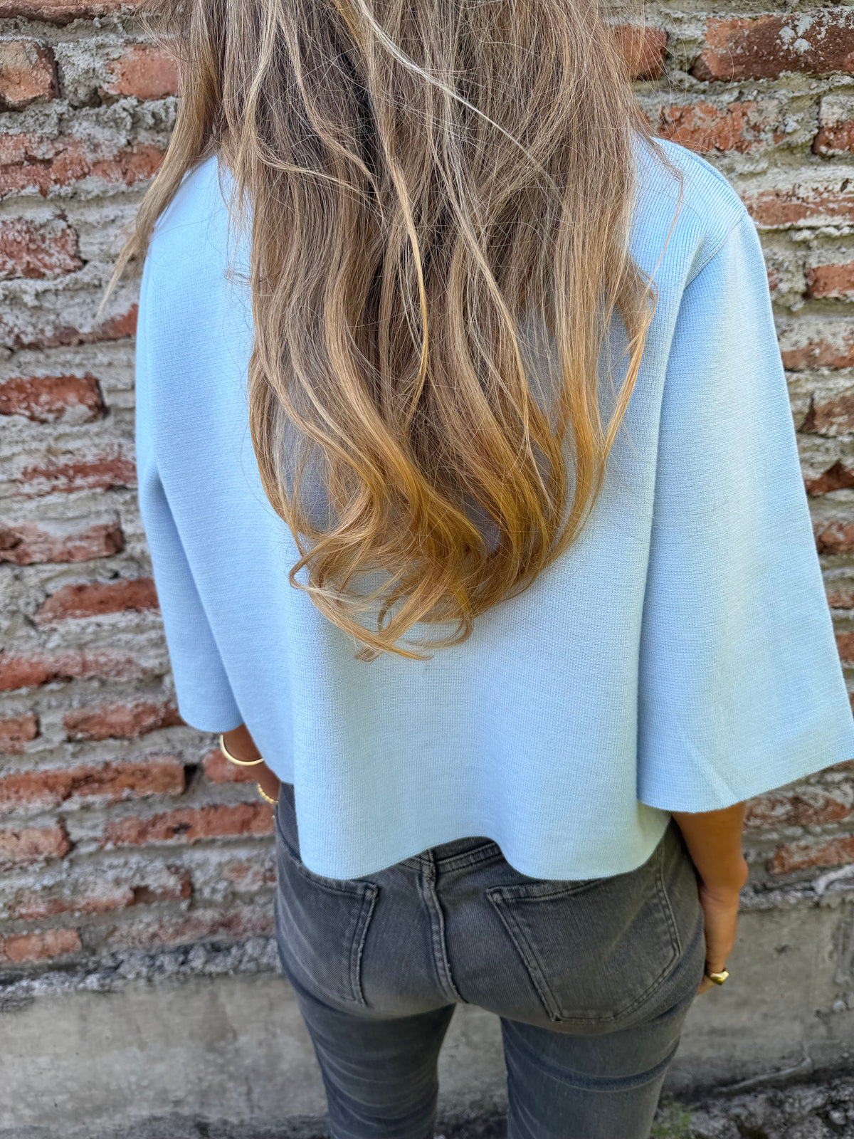 Chaqueta tejida celeste